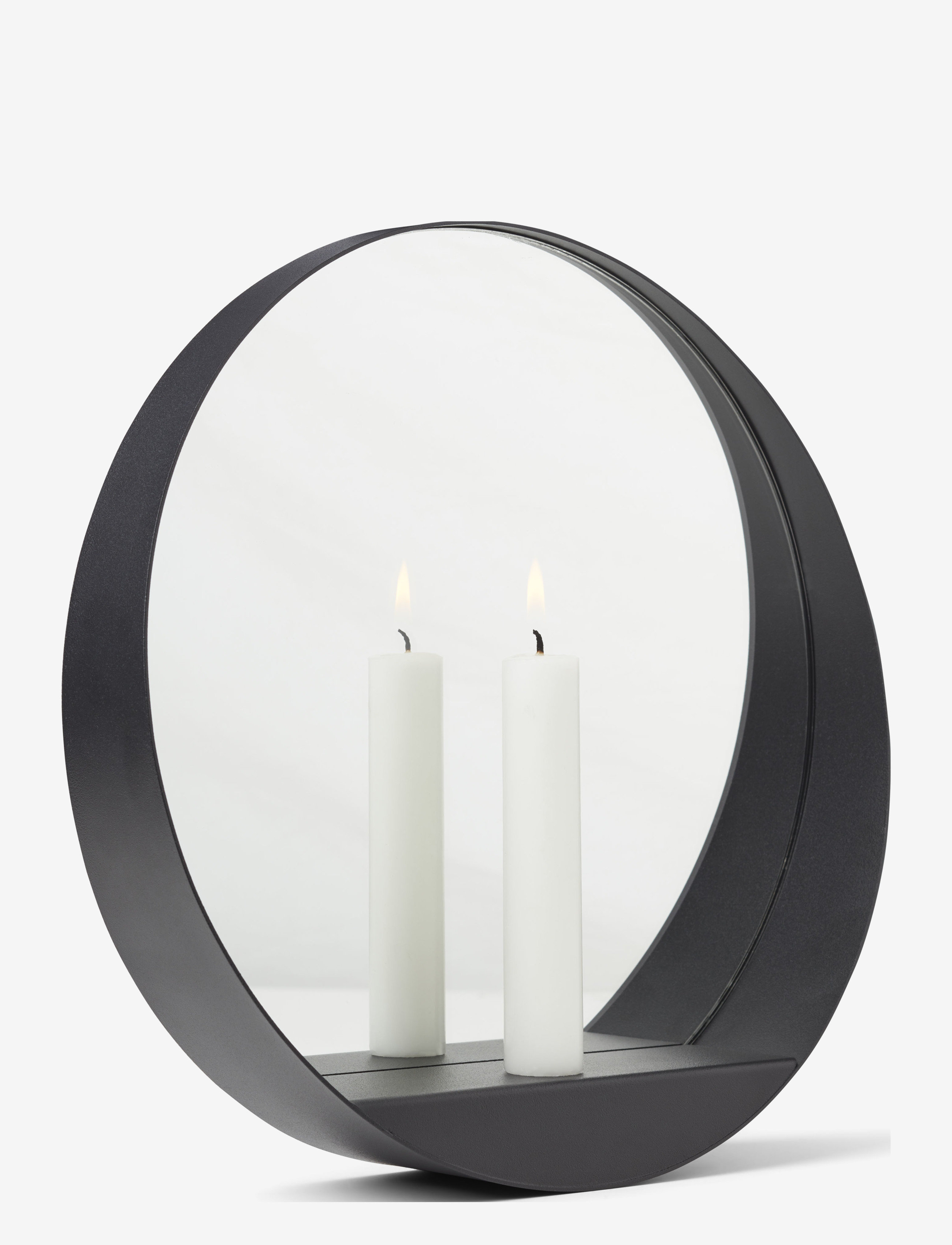 Gejst Glim Candle Mirror, Rundt spejl, Sort, Str: Ø 28 CM