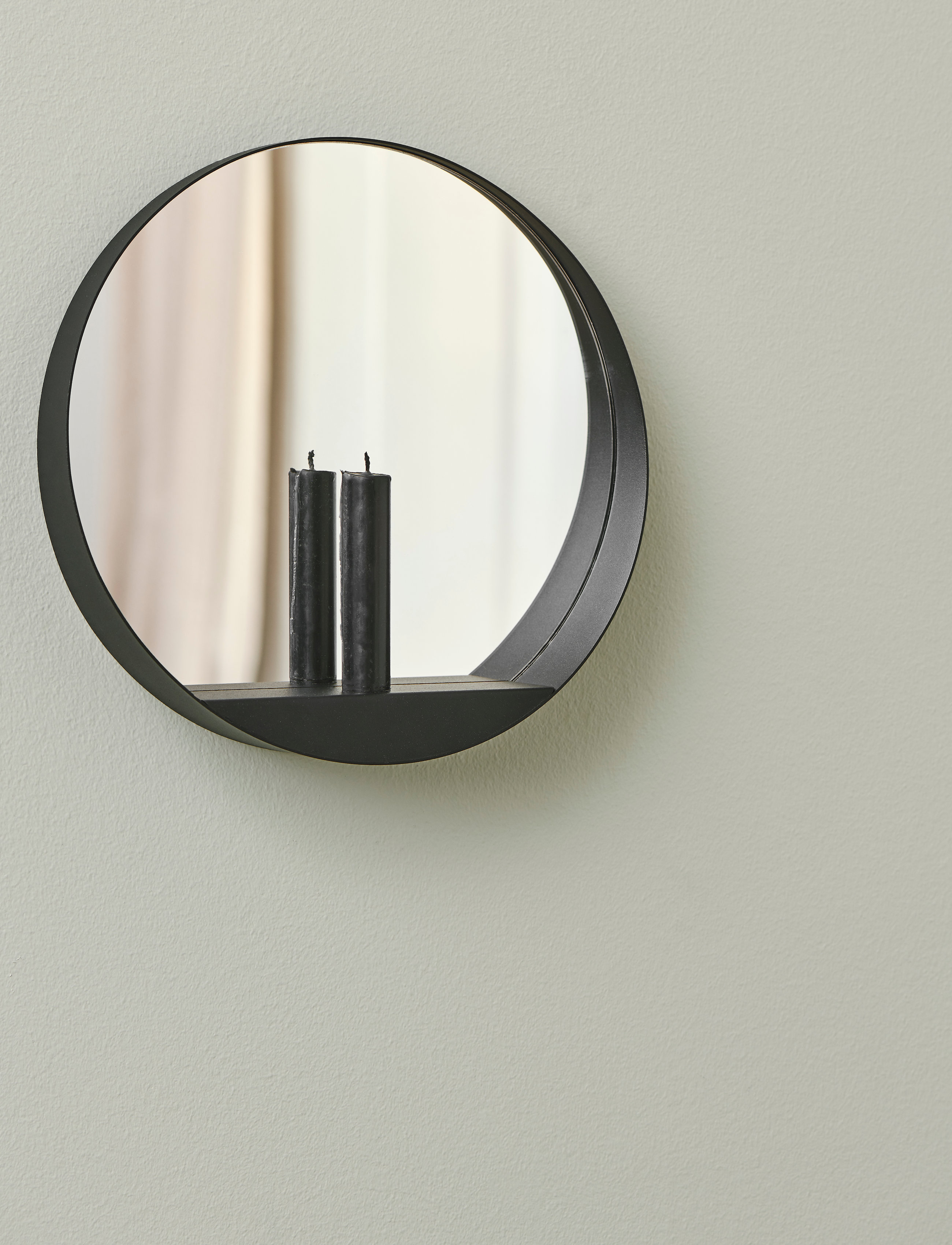 Gejst Glim Candle Mirror, Ø 28 cm, Mirrors, Schwarz - Round Homeware