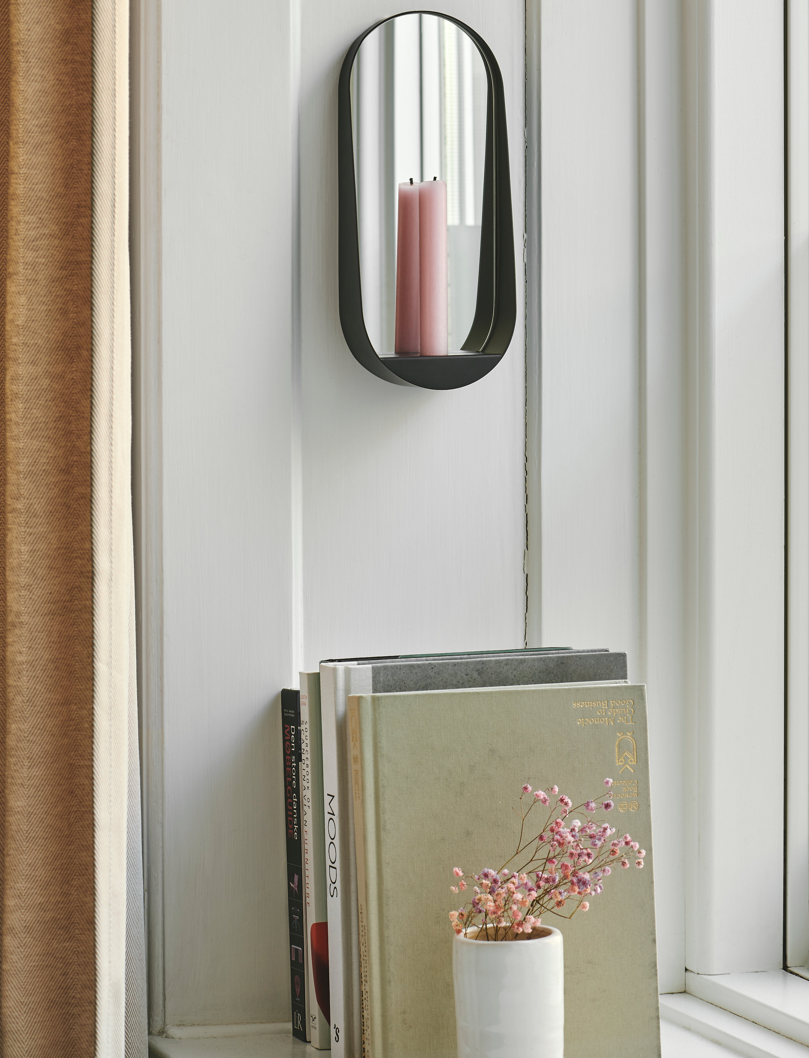 Gejst Glim Candle Mirror, 12X28 cm, Mirrors, Schwarz - Round Homeware