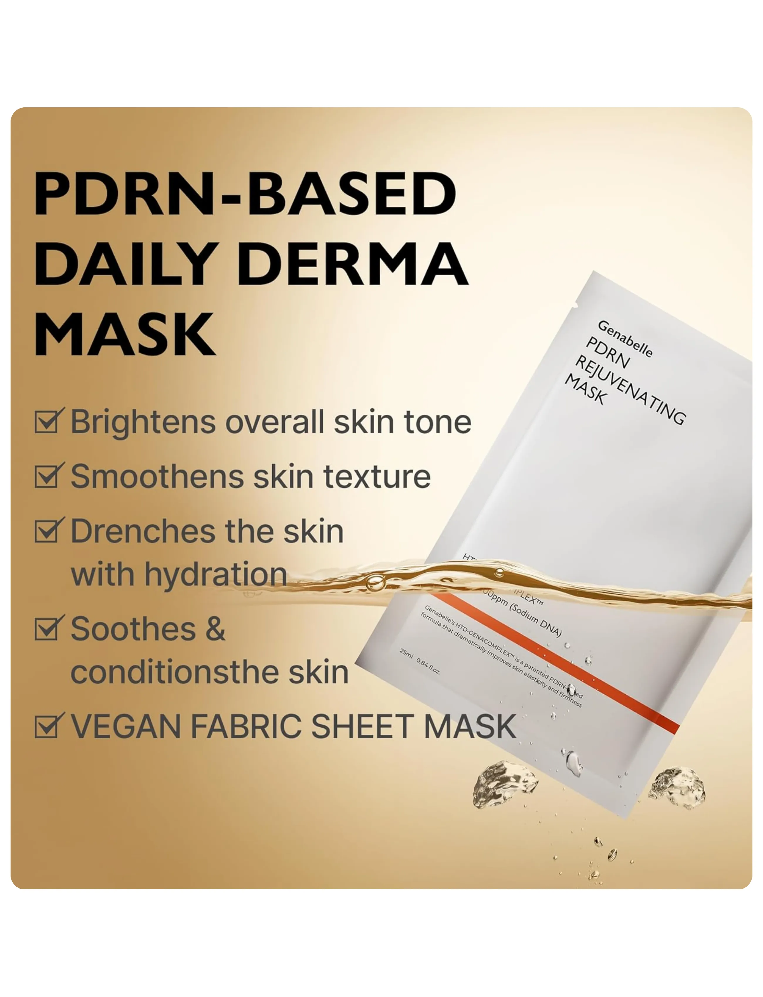 Genabelle Pdrn Rejuvenating Mask, 5 EA, Nude, Masker > Sheetmask, Dame