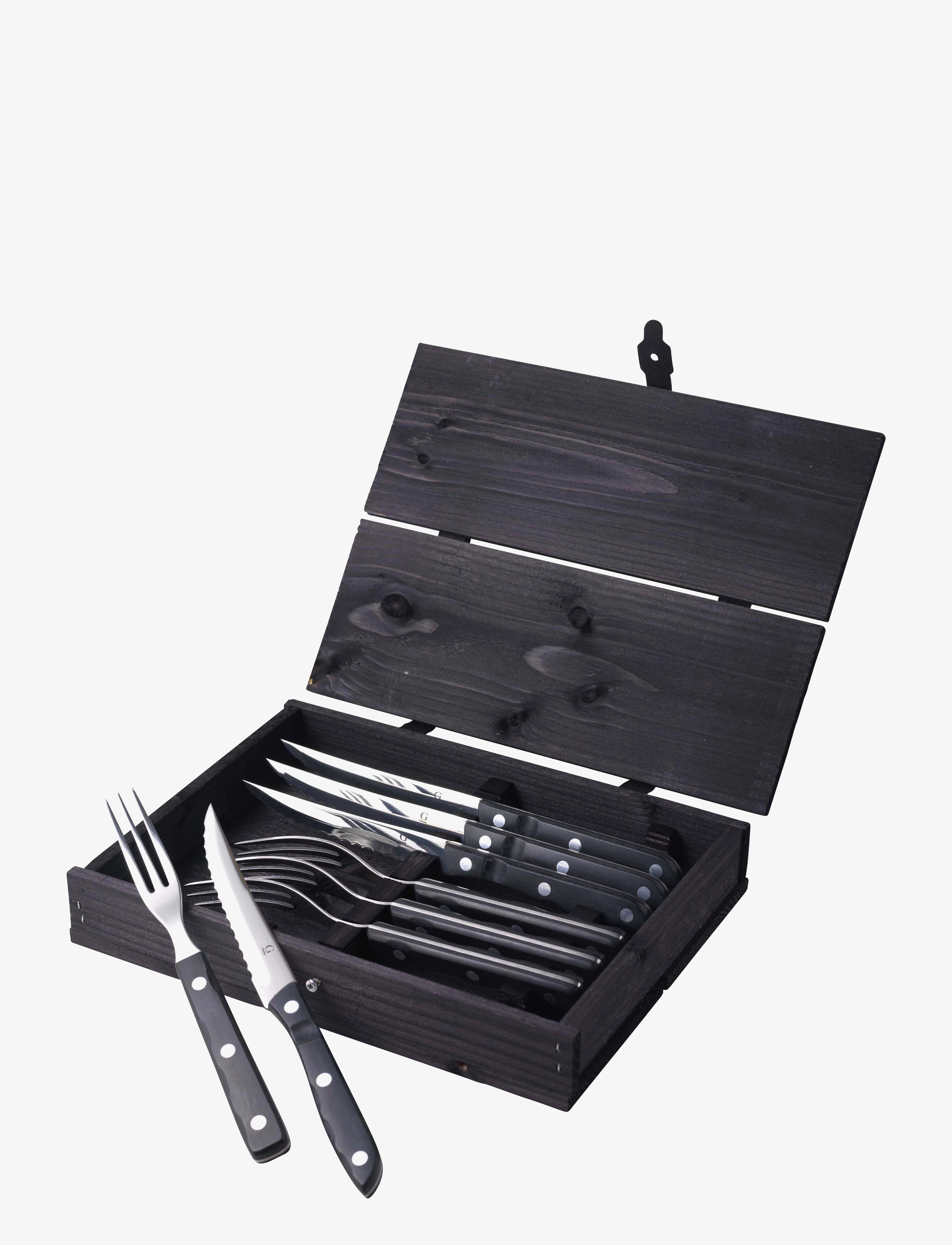 Gense Steakbestik/grillbestik old farmer black 8 dele sort/stål - Borddækning - BLACK/STEEL / black