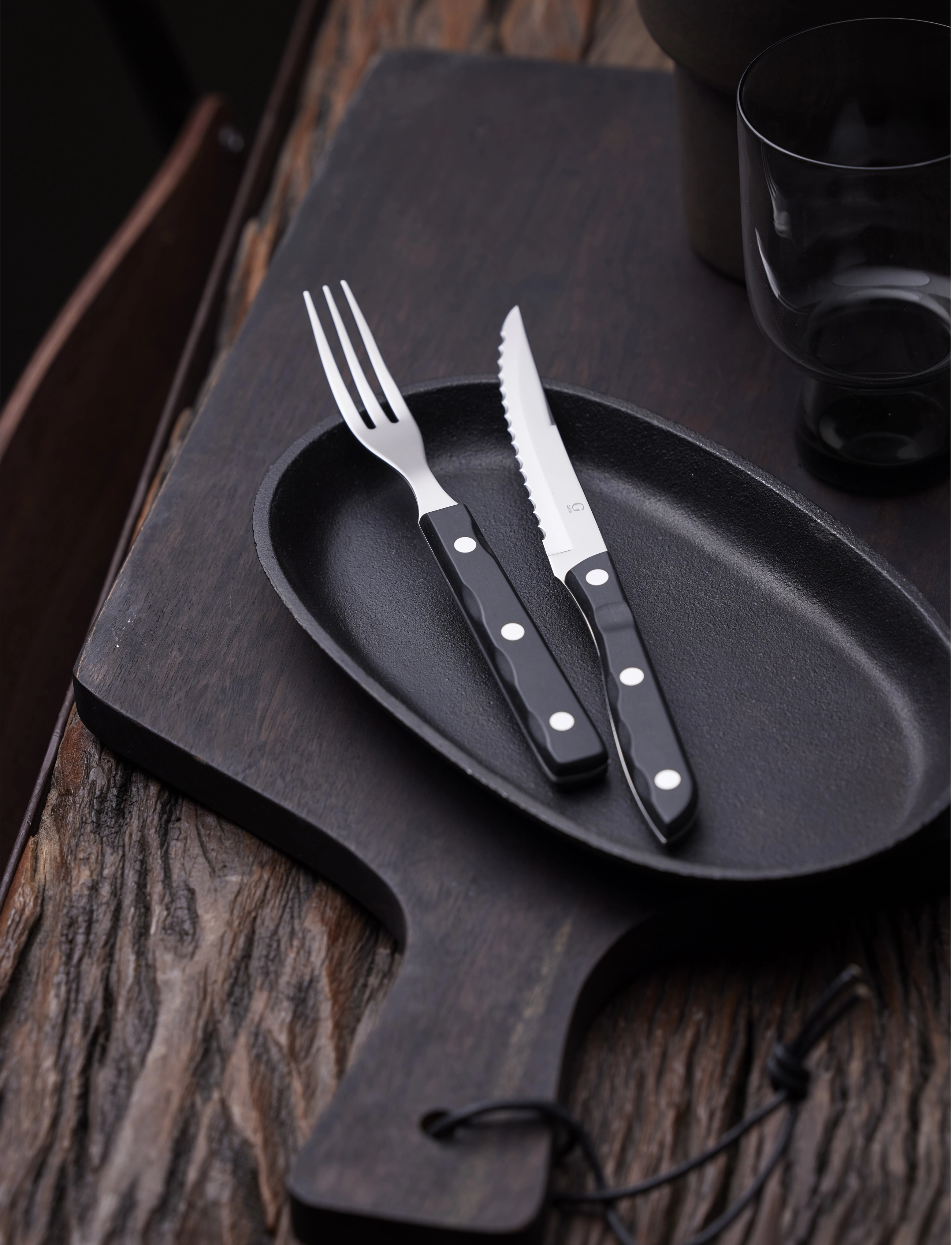 Gense - Steak cutlery Old Farmer - grill- & steakbesteck - black/steel - 2