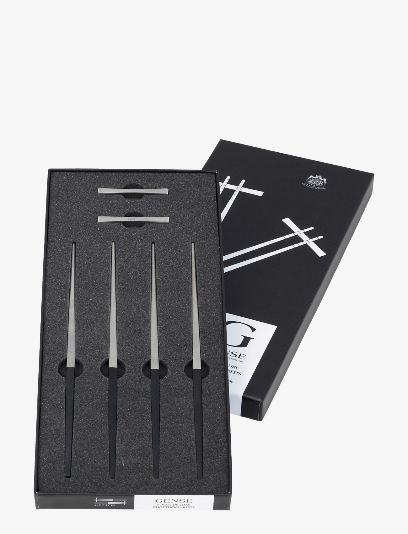 Gense Spisepindesæt Focus De Luxe 23 Cm 6 Dele Sort/Mat Stål, Spisepind, Sølv, Str: ONE SIZE