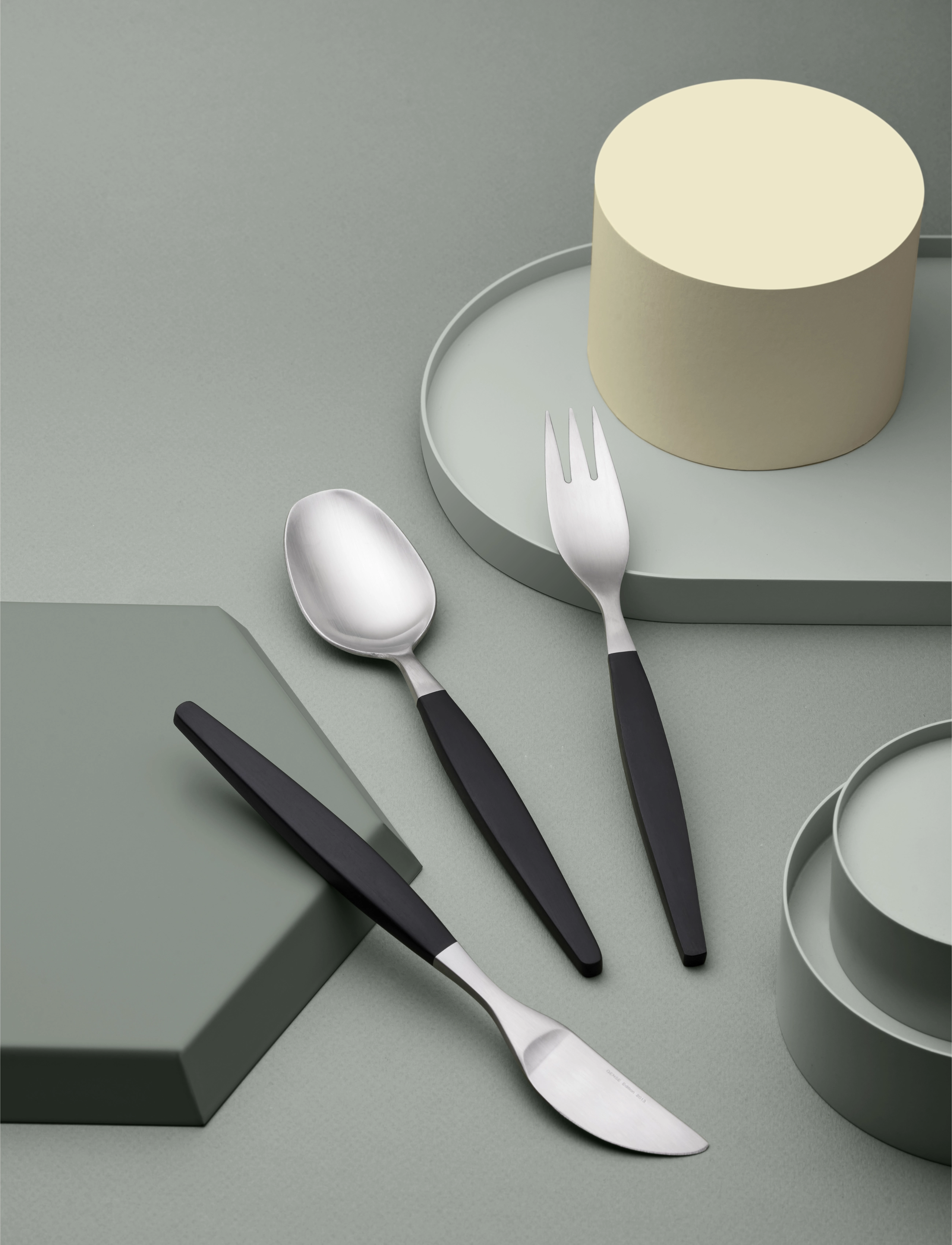 Gense Bestiksæt Focus De Luxe 12 Dele Sort/Mat Stål, One Size, Cutlery, Schwarz - Cutlery Set, Homeware
