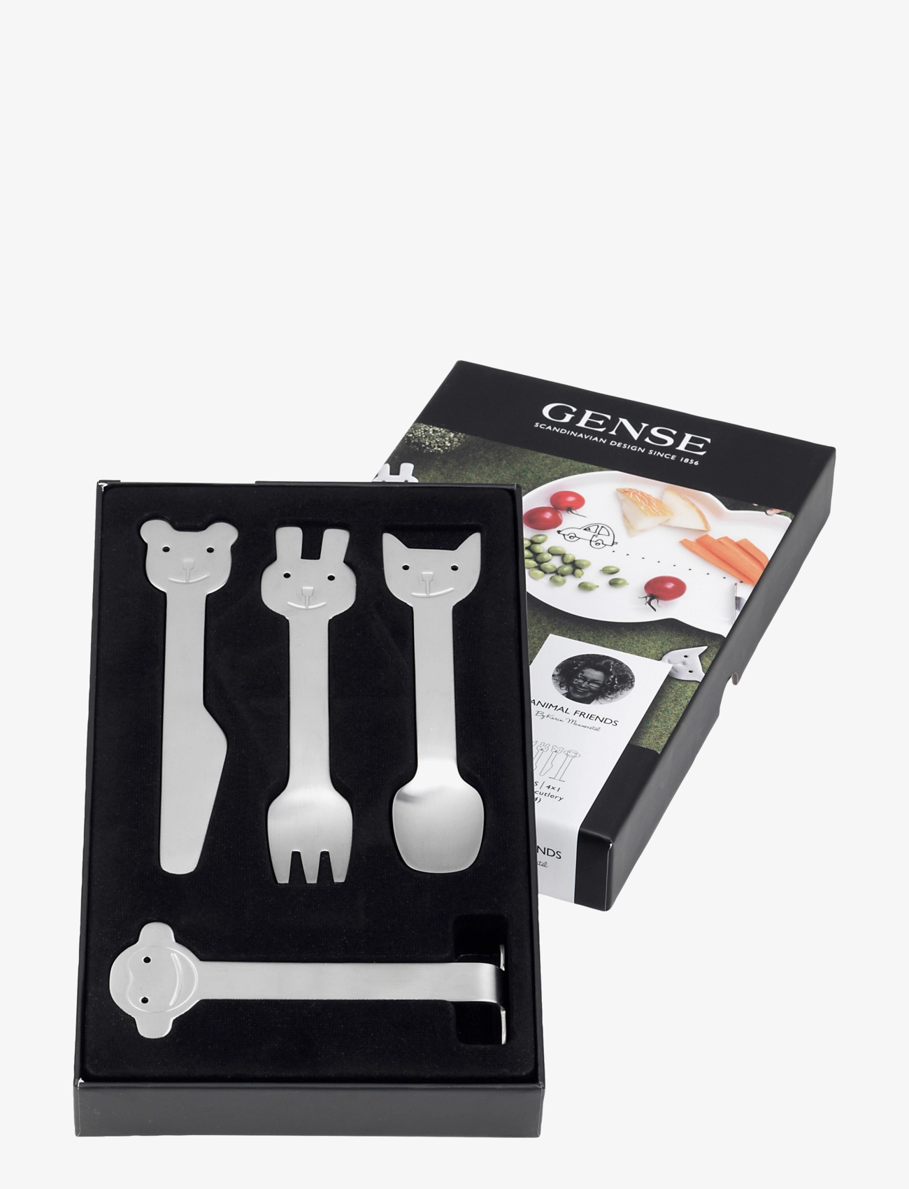 Gense Barnbestick animal friends 4 delar matt stål - Matdags - GREY / silver