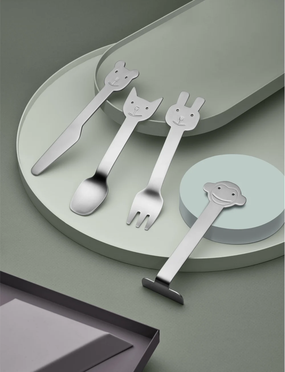 Gense - Children's cutlery - söögiriistad - grey - 0