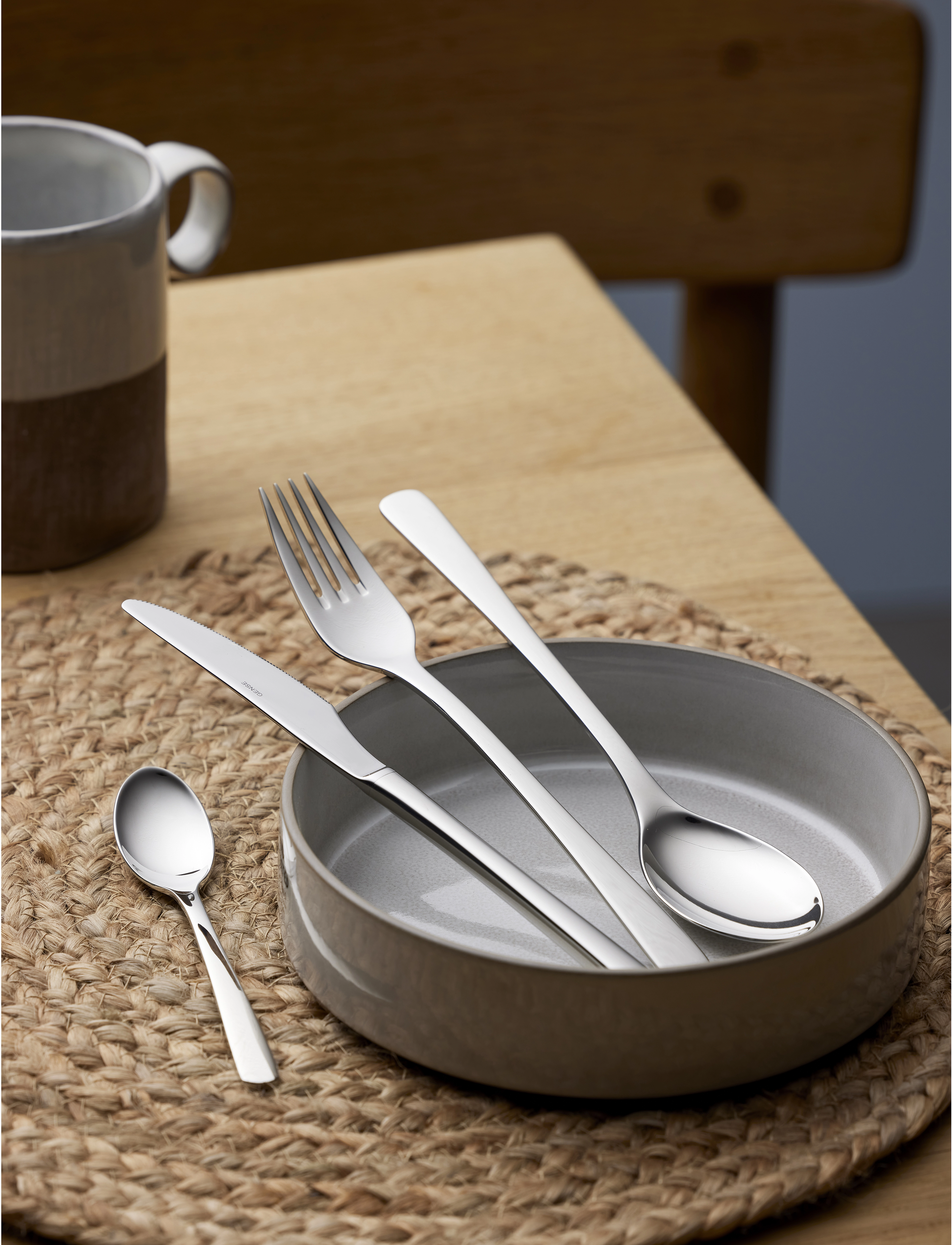 Gense Bestiksæt Steel Line 16 Dele Blank Stål, One Size, Silver, Bestik > Bestiksæt, Unisex