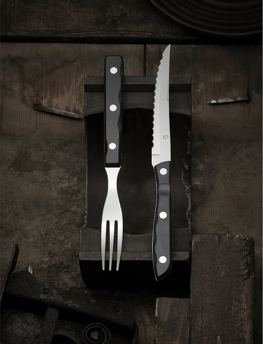 Gense - Steak knife Old Farmer Classic - steiginoad - black/steel - 0