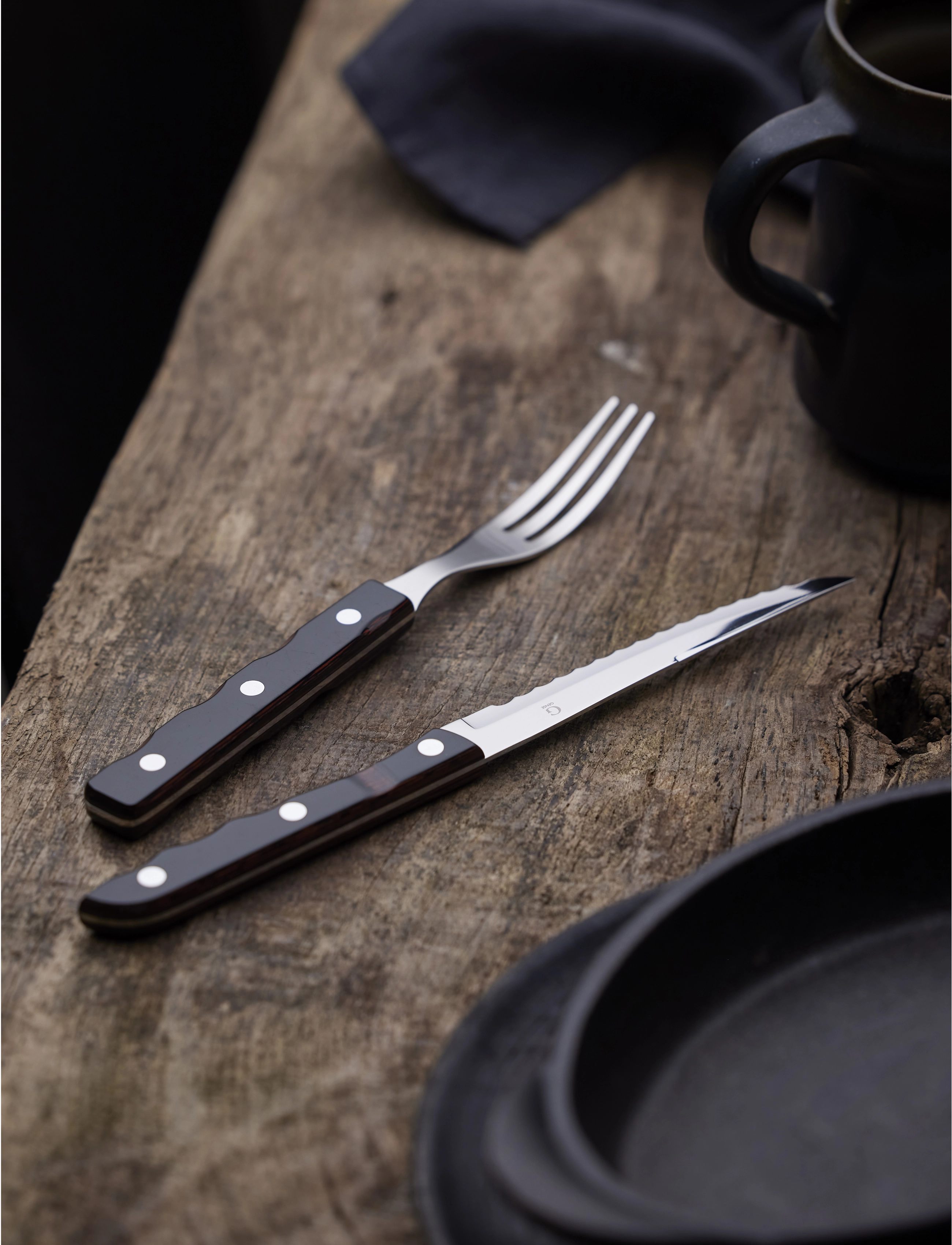 Gense - Steak knife Old Farmer Classic - sztućce do grilla - wood/steel - 2