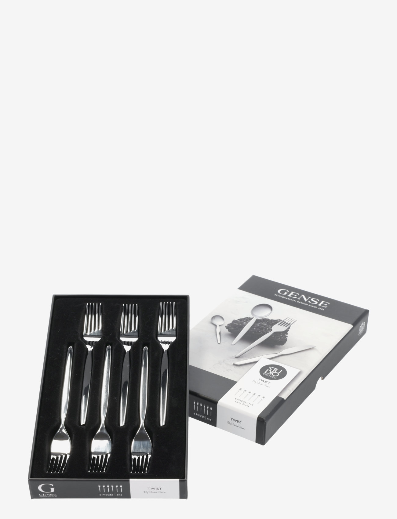 Gense - Tårtgaffel twist 16 cm 6 st blank stål - köp efter pris - metal - 0