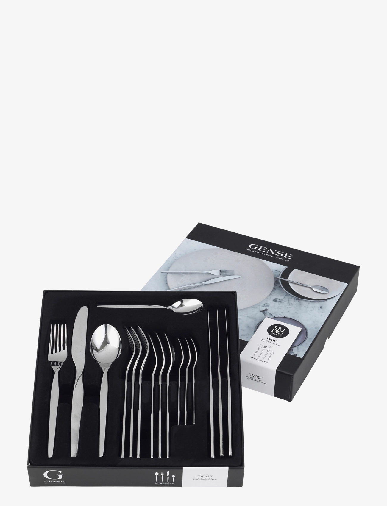 Gense Bestiksæt Twist 16 Dele Blank Stål, One Size, Silver, Bestik > Bestiksæt, Unisex