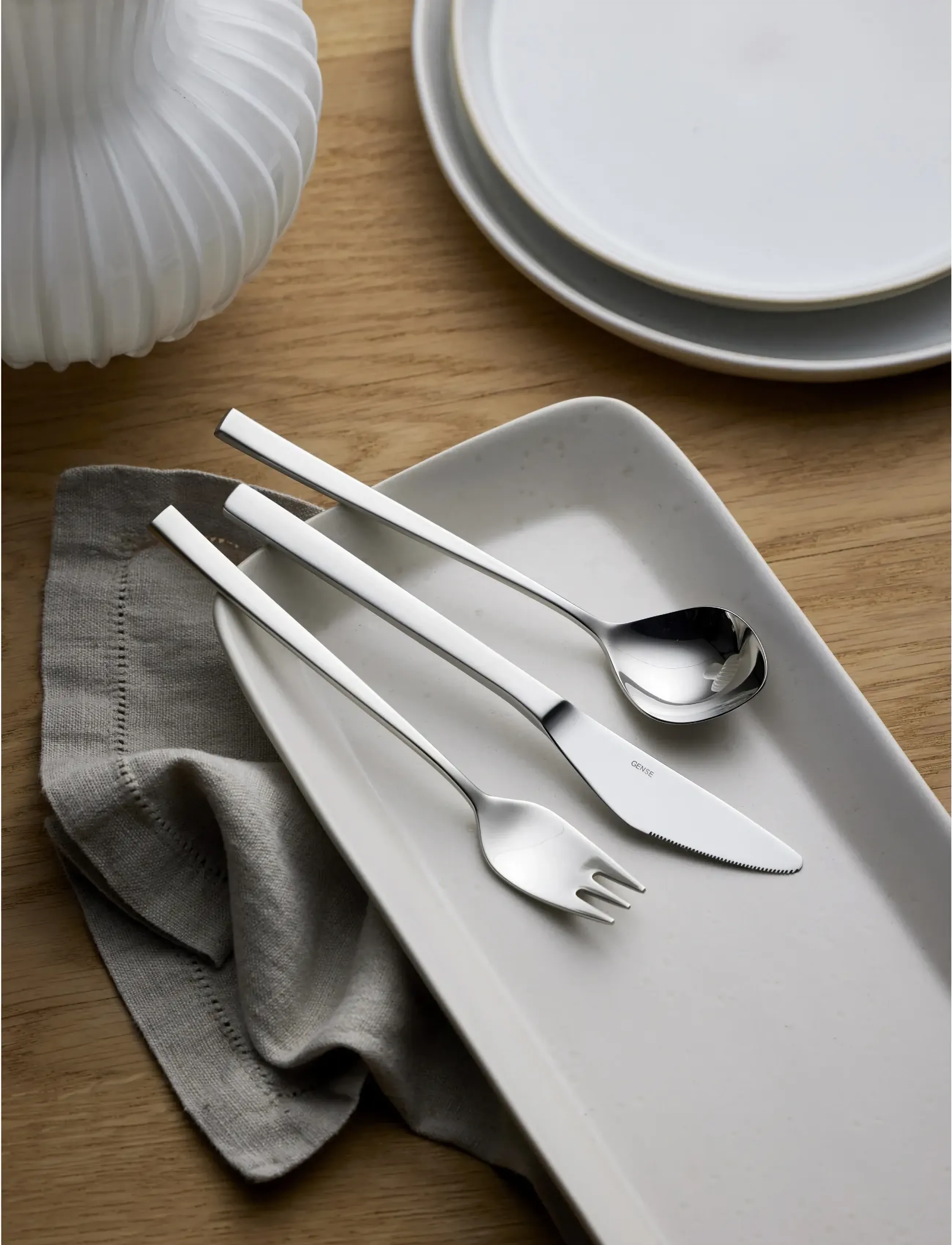 Gense Frokostgaffel Fuga 17,5 Cm Mat/Blankt Stål, 17.5 cm x 17.5, Cutlery, Silber - Forks, Homeware