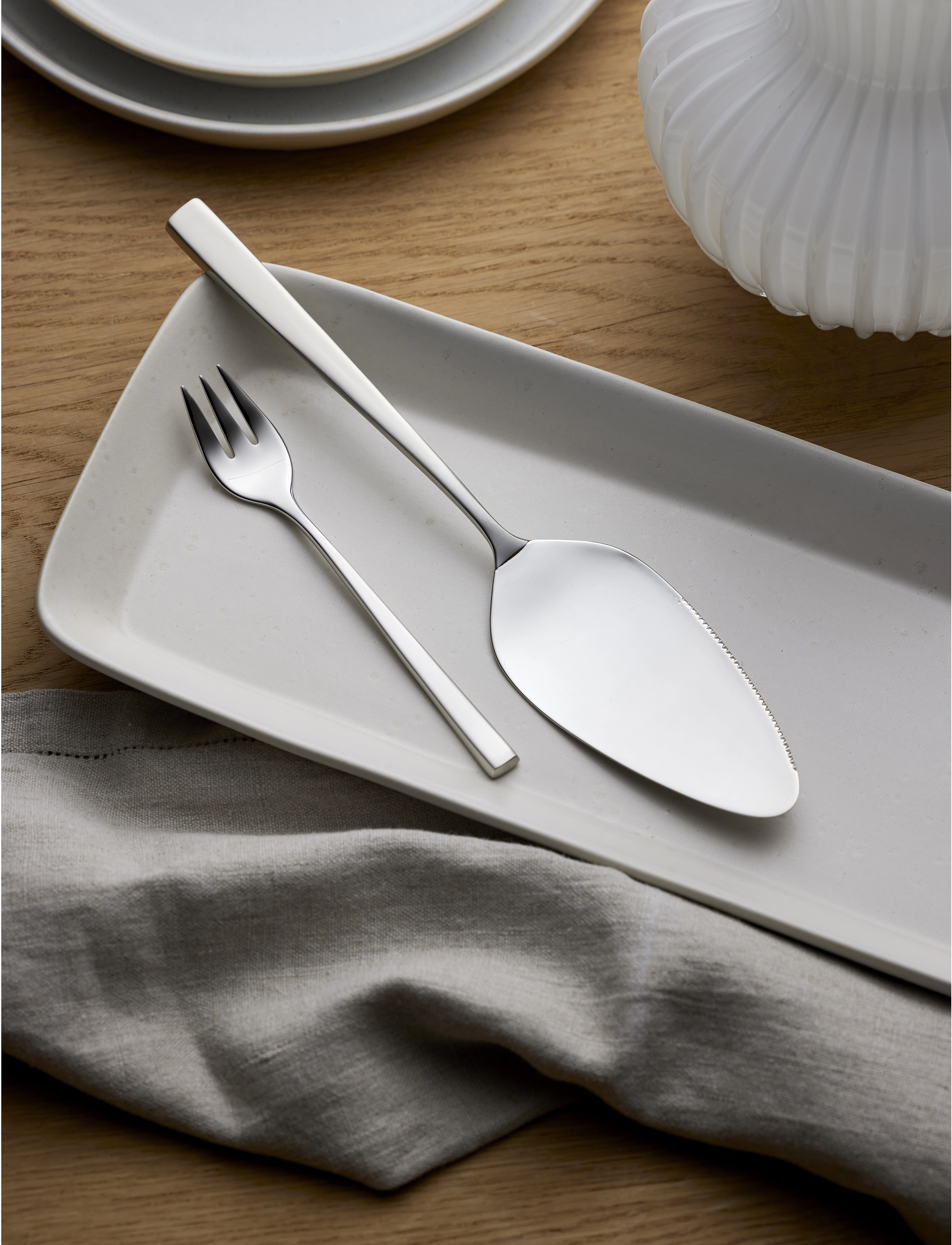 Gense Kagespade Fuga 26,2 Cm Mat/Blank Stål, L26.5 cm, Cutlery, Silber - Cake Knifes, Homeware