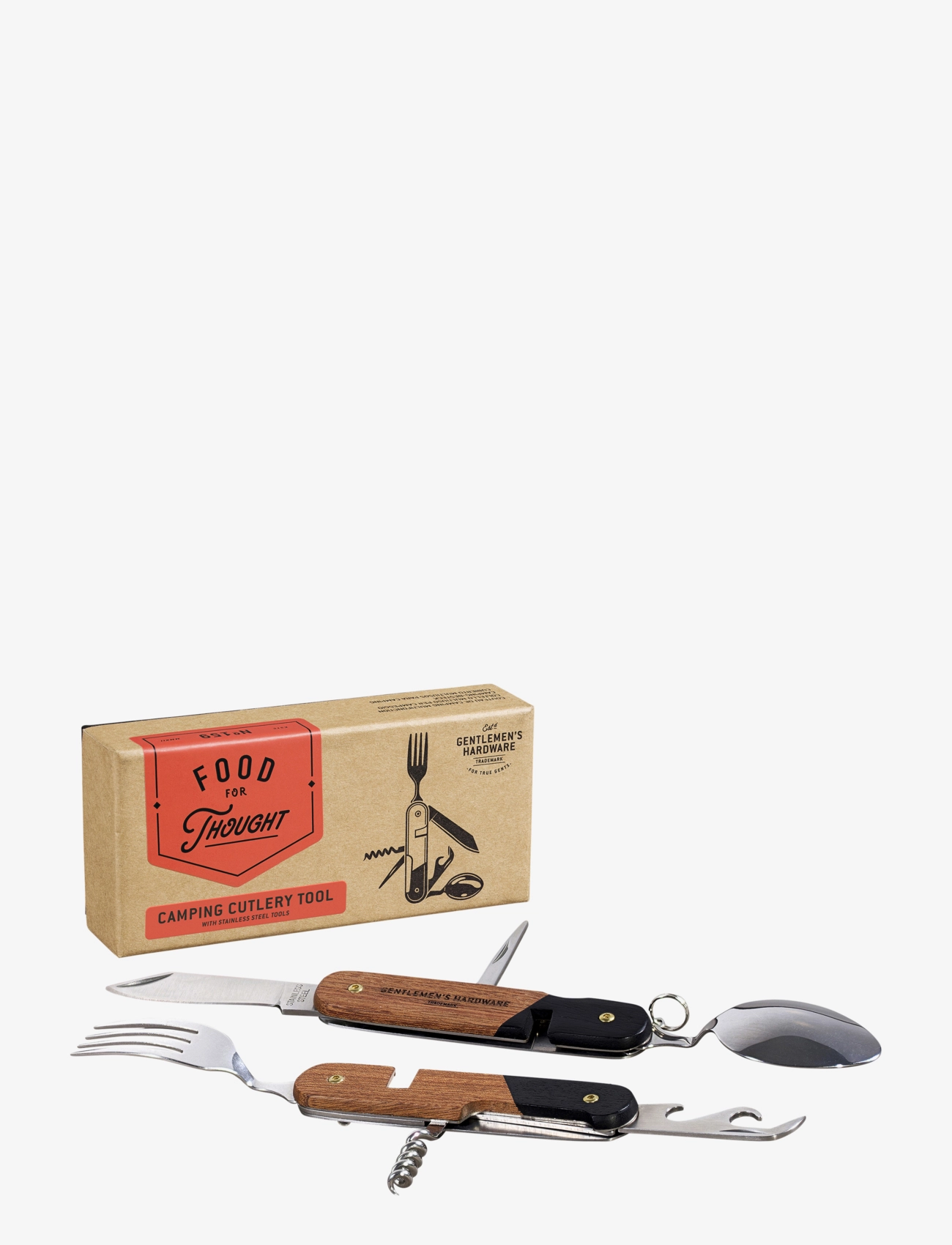 Gentlemen's Hardware Camping Cutlery Tool Wood 2pcs set - Presenter - BROWN / brown