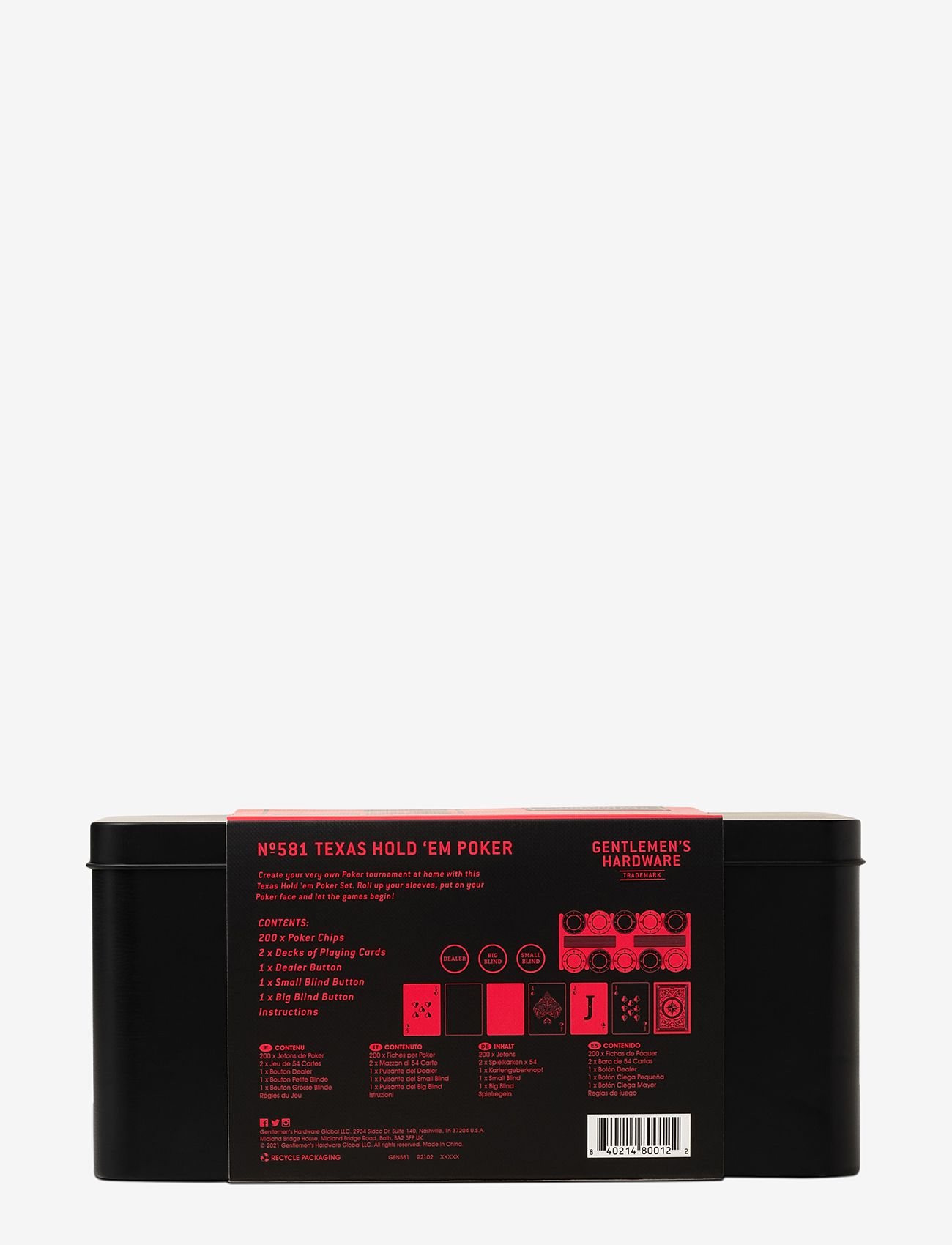 Gentlemen's Hardware - Poker Texas Hold 'Em - red - 2