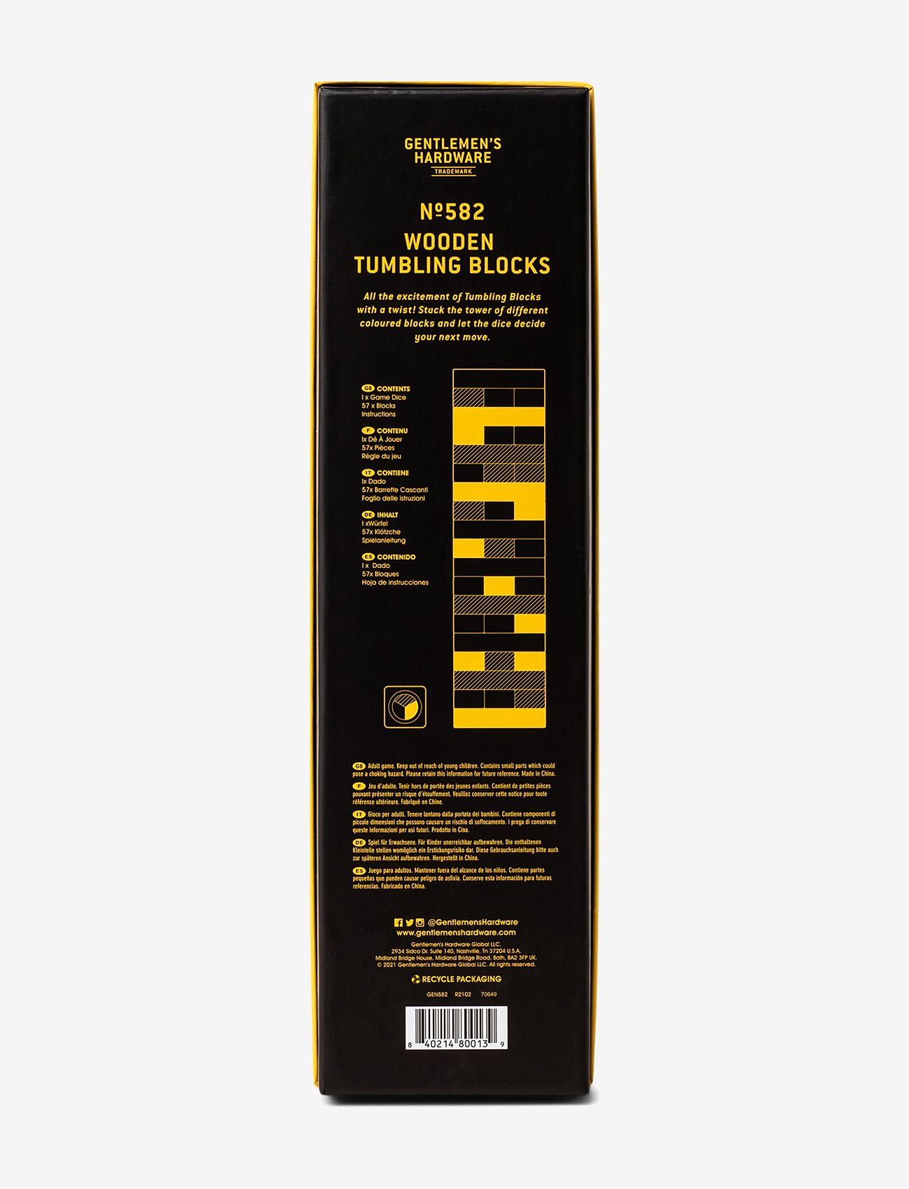 Gentlemen's Hardware - Wooden Tumbling Blocks - yellow - 2