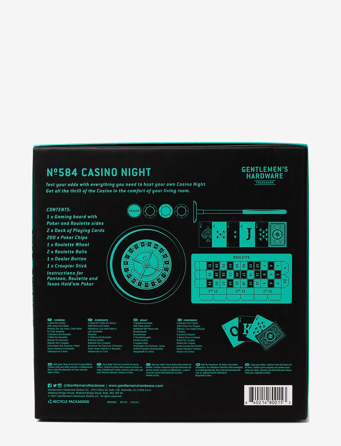 Gentlemen's Hardware - Casino Night - green - 2