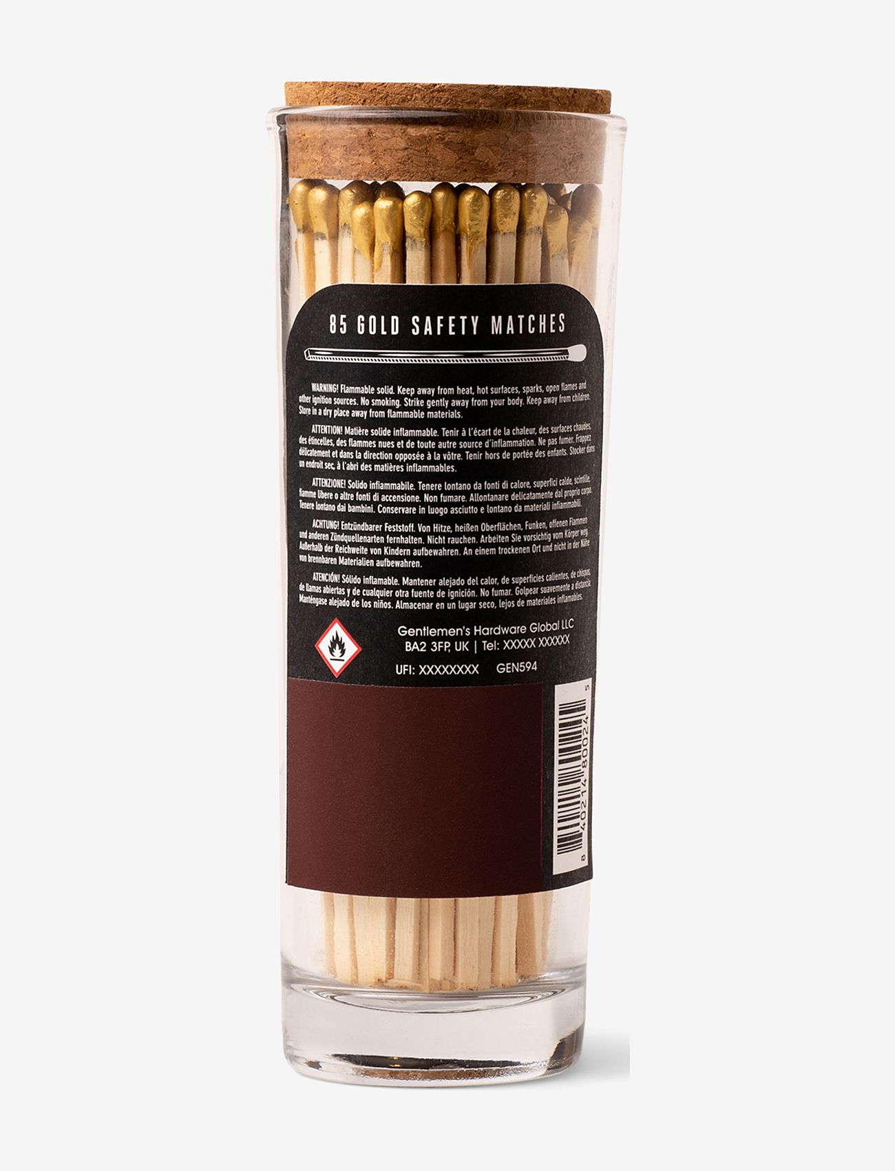 Gentlemen's Hardware - Glass Bottle with 85 Matches - black - 1