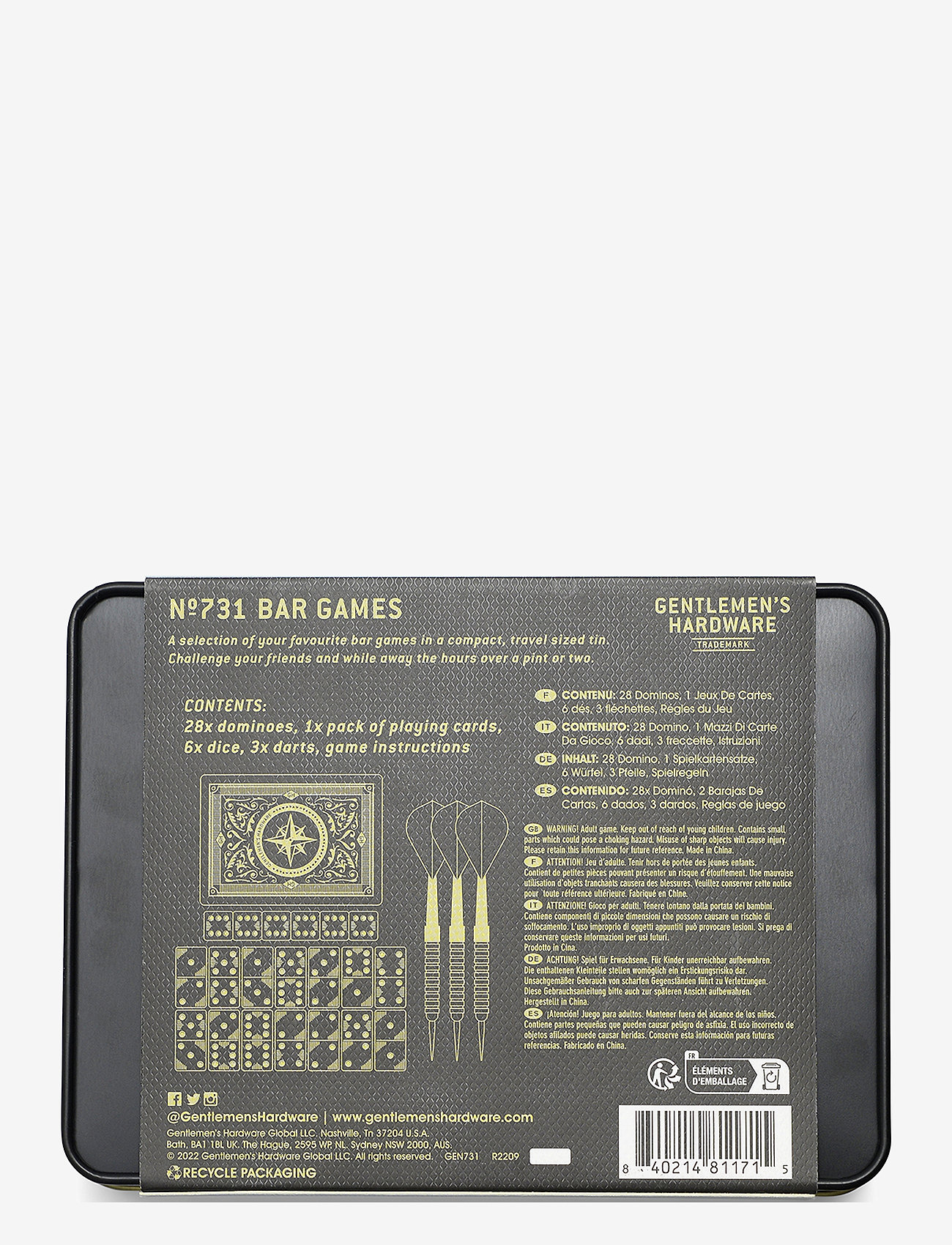 Gentlemen's Hardware - Bar Games in Tin - køb efter pris - black - 3