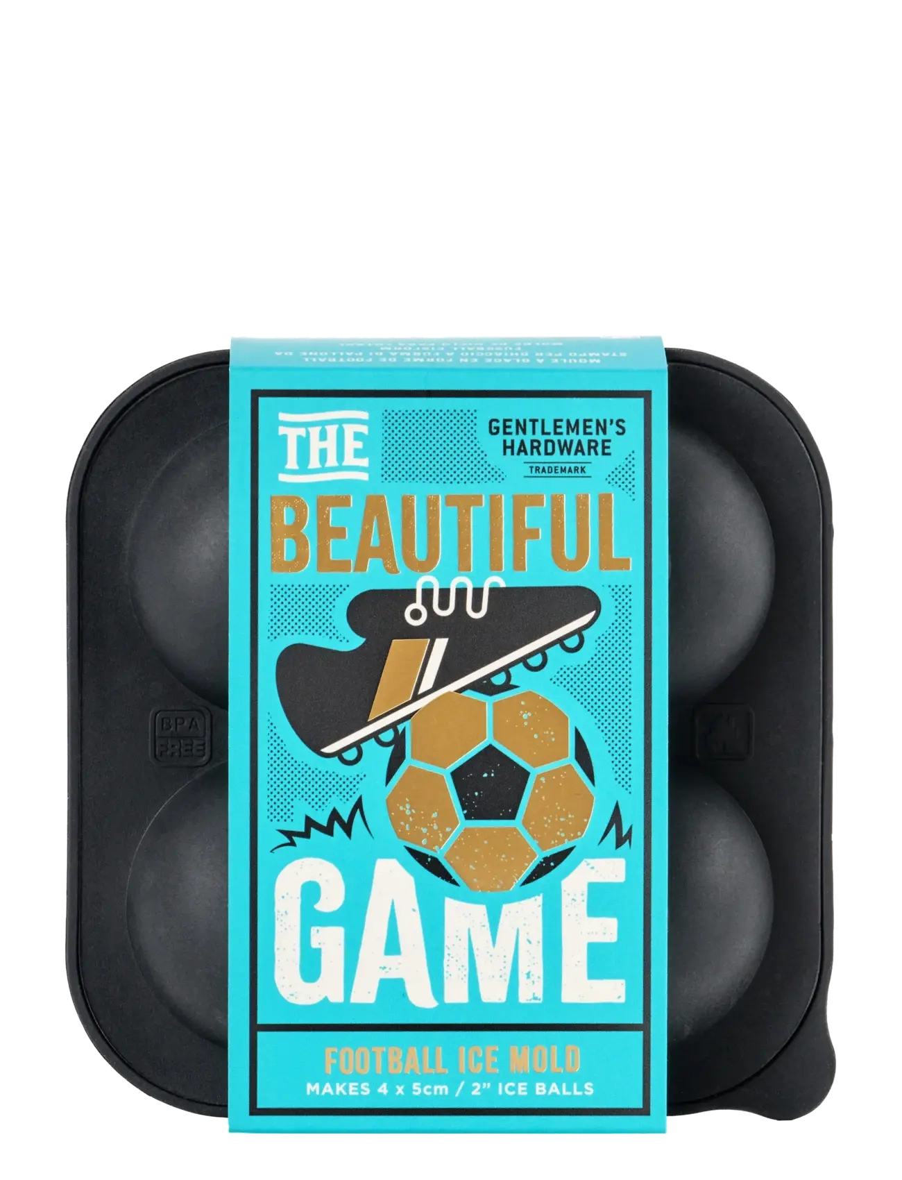 Gentlemen's Hardware Isform Fotboll, 14X14X6.5 cm, Dining & Table Accessories, Schwarz - Ice Trays, Homeware