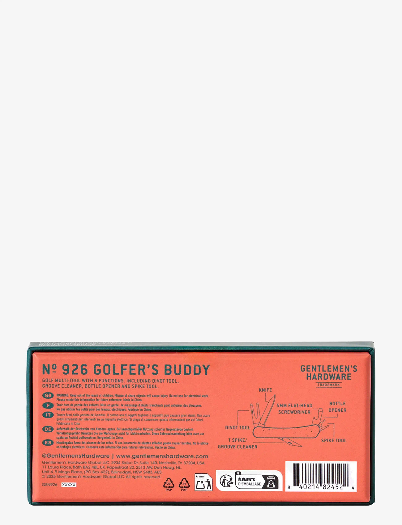 Gentlemen's Hardware - Multiverktyg för Golfaren- Golfer's Buddy - golf accessories - red - 3