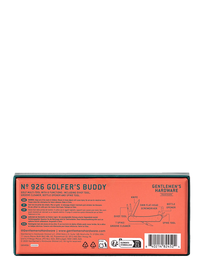 Gentlemen's Hardware - Multiverktyg för Golfaren- Golfer's Buddy - red - 3