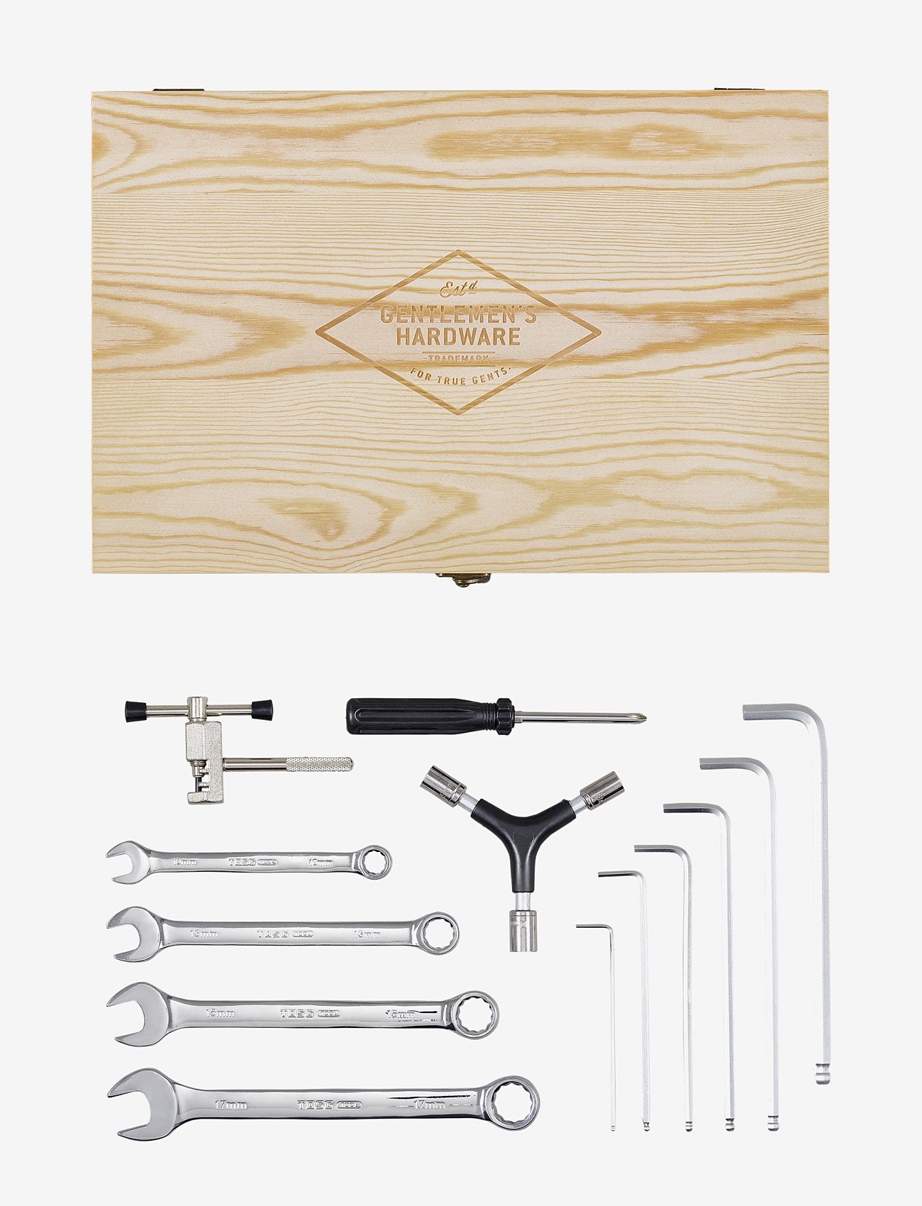 Gentlemen's Hardware - Bicycle Tool Kit in Wooden Box - multi-tools - brown - 1
