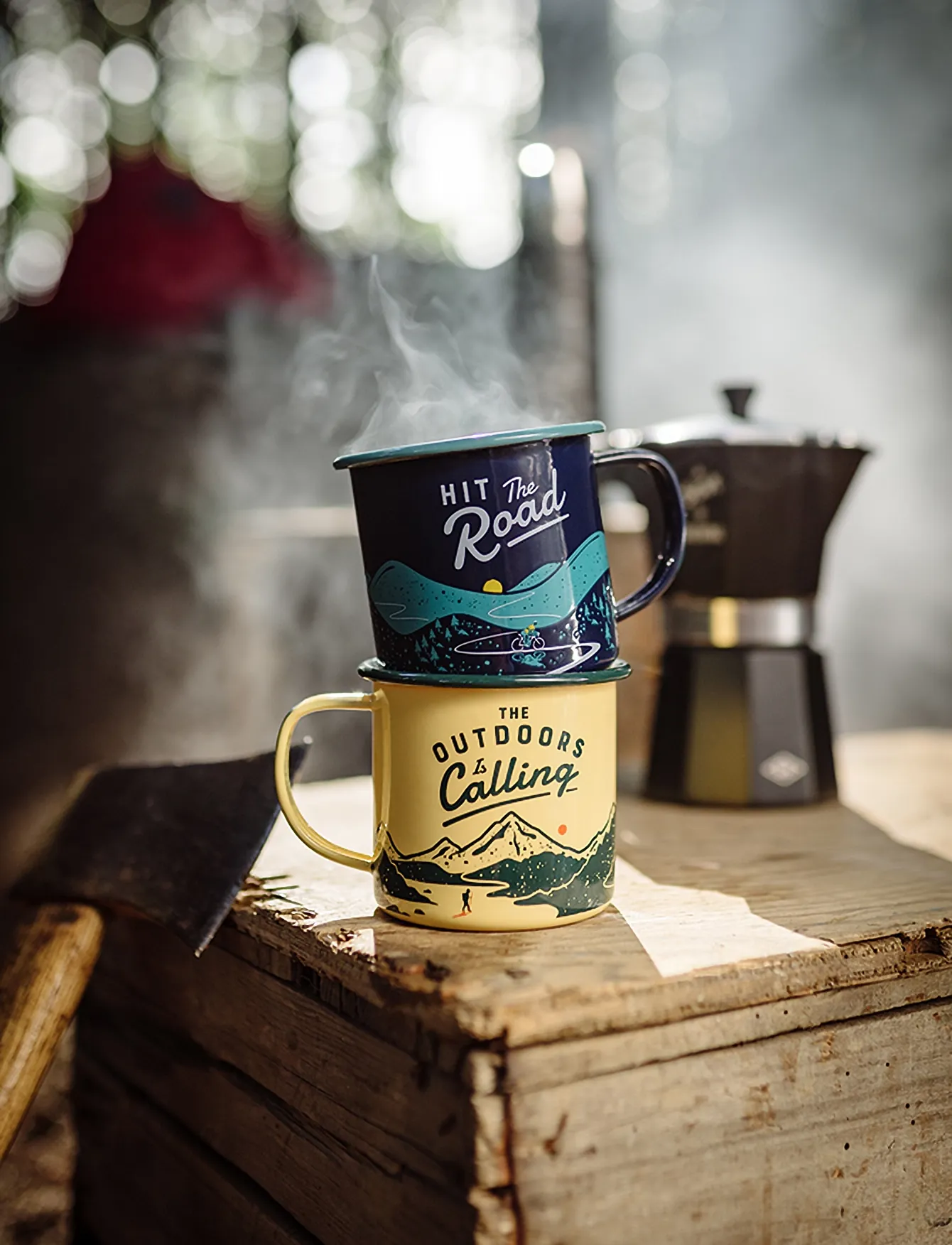 Gentlemen's Hardware - Enamel Mug - Outdoors is Calling - kaffekoppar - yellow - 2