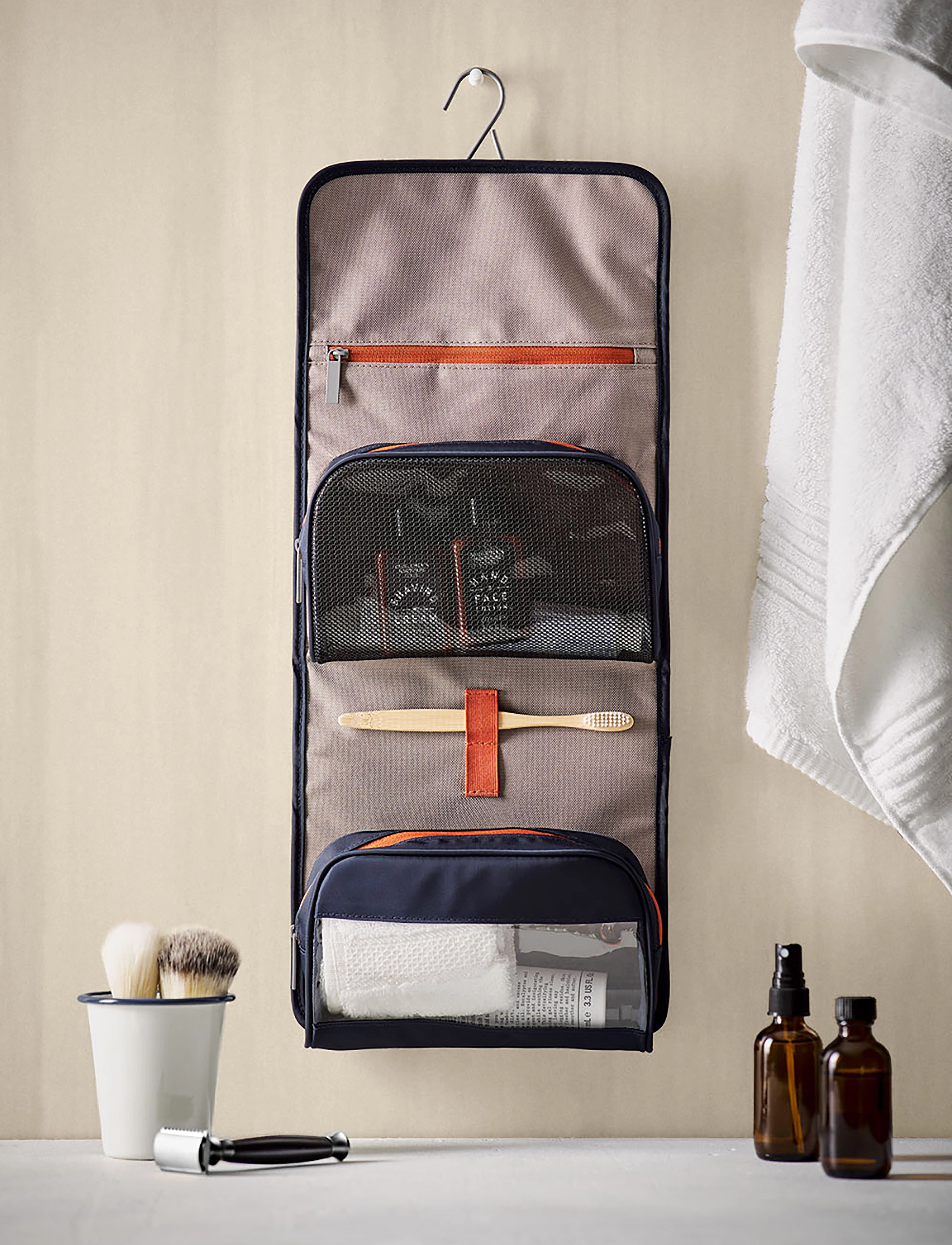 Gentlemen's Hardware Weekender Dopp Kit Roll, Damen, Rollbare Weekender Kulturtasche, Blau, Gr.14X22.5X10.7CM