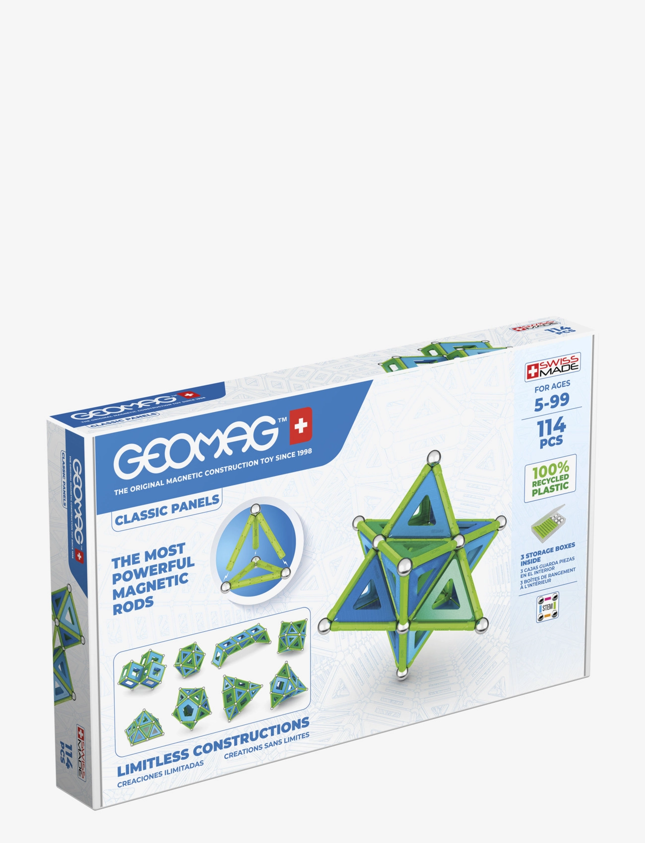 Geomag Geomag Classic Panels Recycled 114 Pcs, One Size, Multi/patterned, Byggesæt Og -Klodser > Byggesæt, Børn