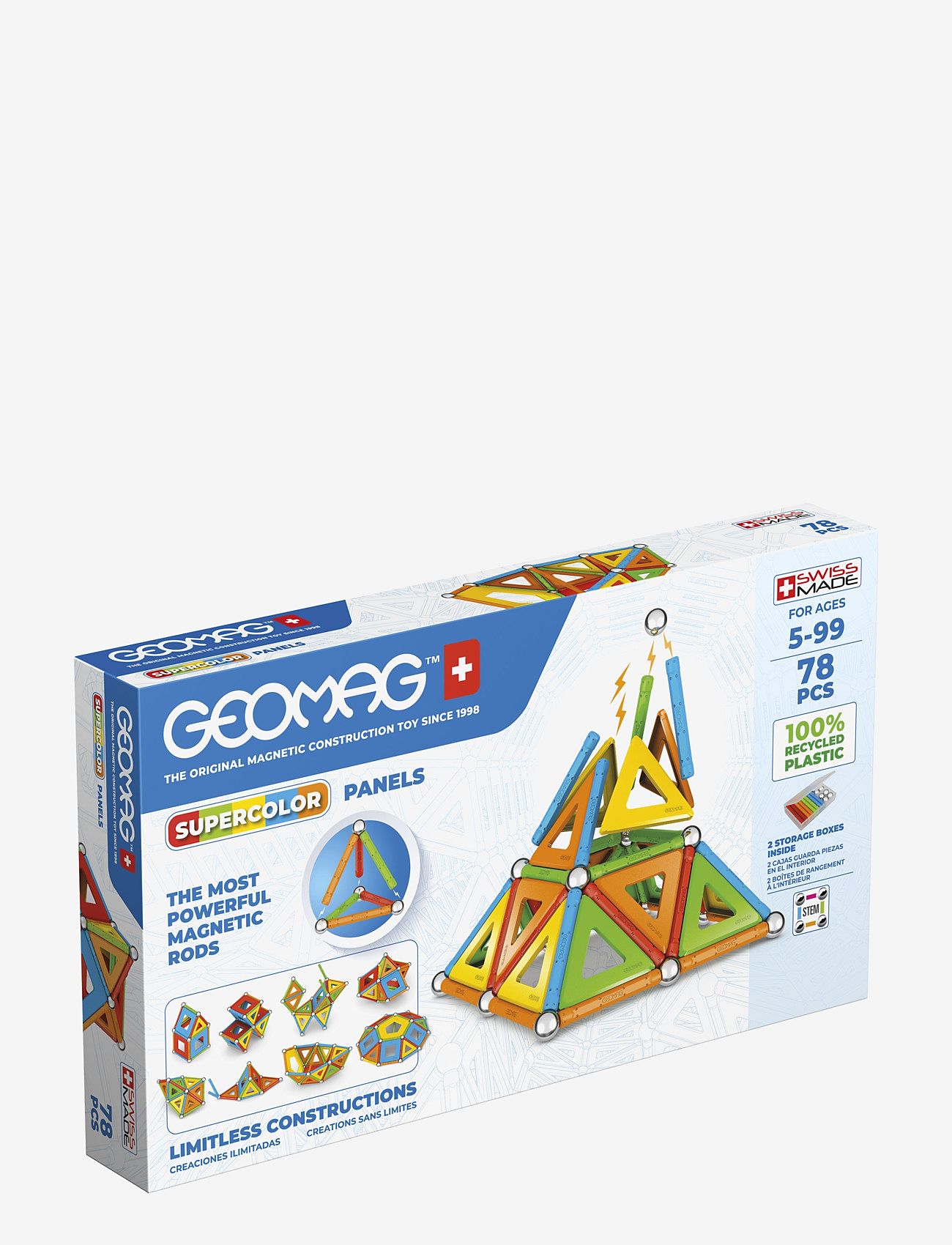 Geomag - Geomag Supercolor Panels Recycled 78 Pcs - experiment & vetenskap - multi coloured - 1