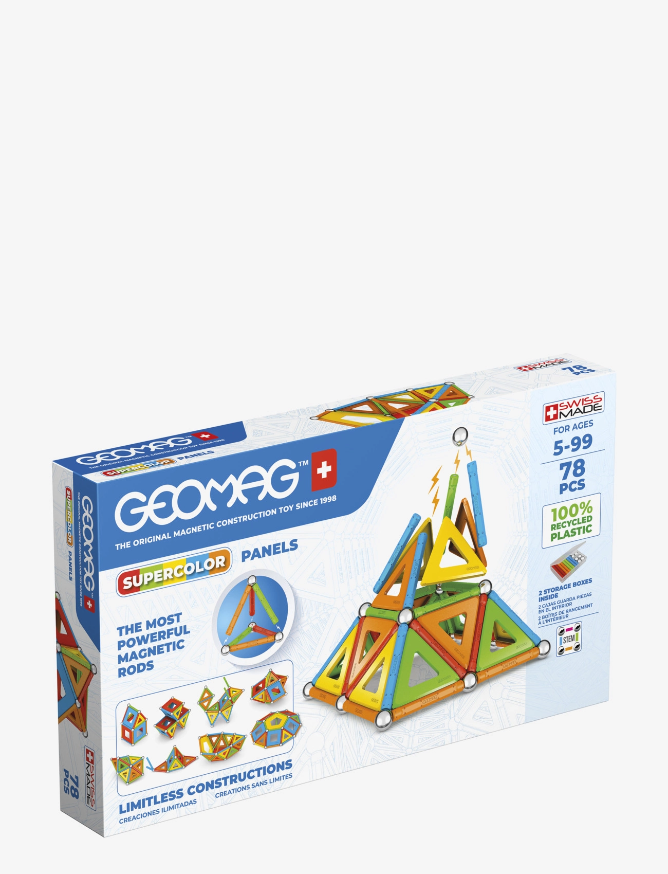 Geomag Geomag Supercolor Panels Recycled 78 Pcs - Eksperimenter og vitenskap - MULTI COLOURED / multi