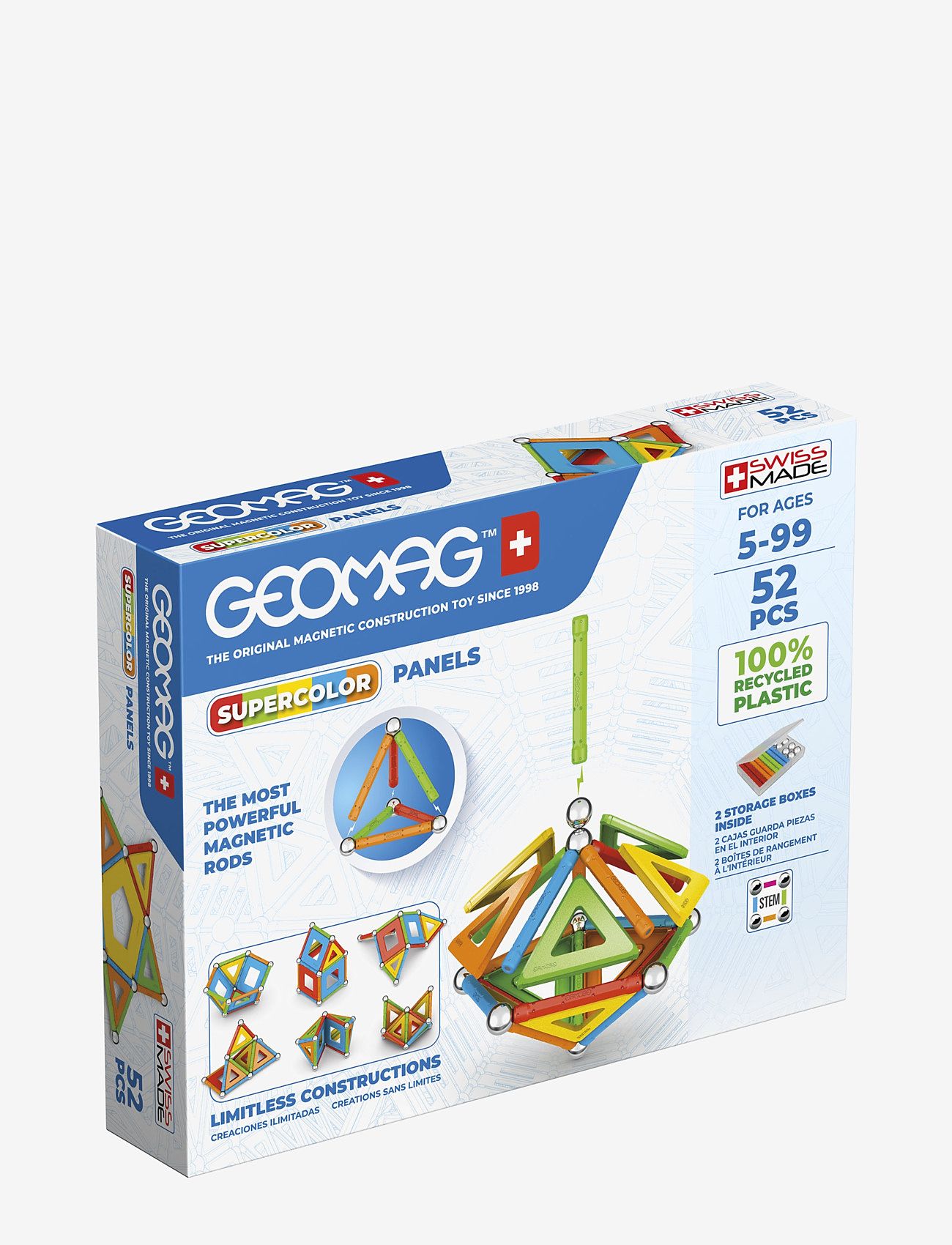 Geomag - Geomag Supercolor Panels Recycled 52 Pcs - kubbasett - multi coloured - 1