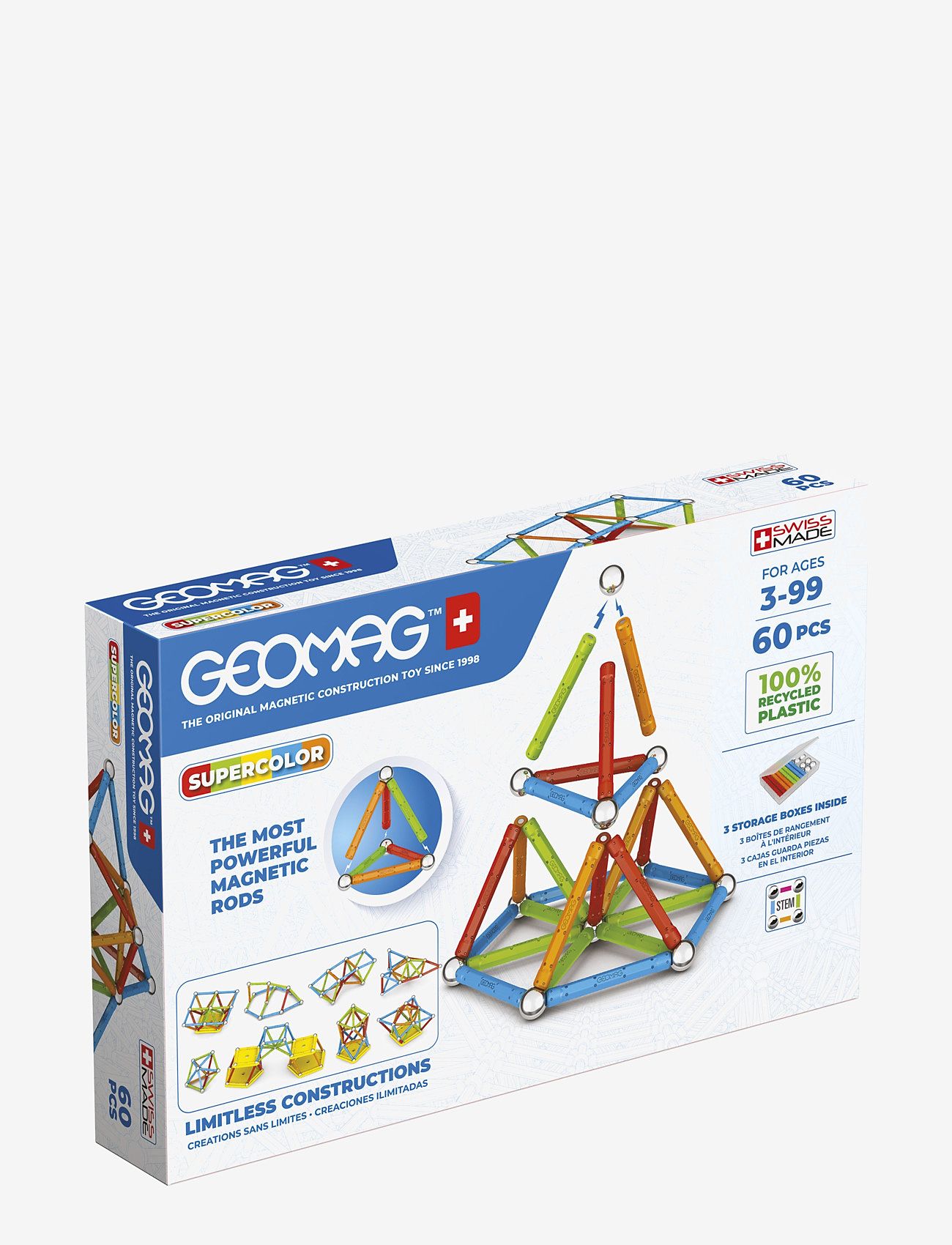 Geomag - Geomag Supercolor Recycled 60 Pcs - building sets - multi coloured - 1