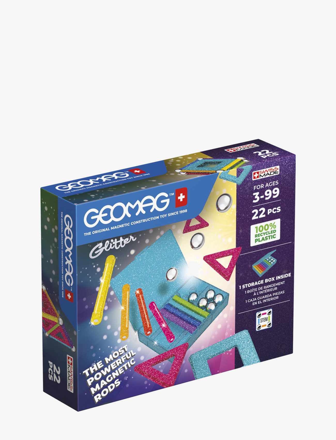 Geomag Geomag Glitter Panels Recycled 22 Pcs, One Size, Multi/patterned, Byggesæt Og -Klodser > Byggesæt, Børn