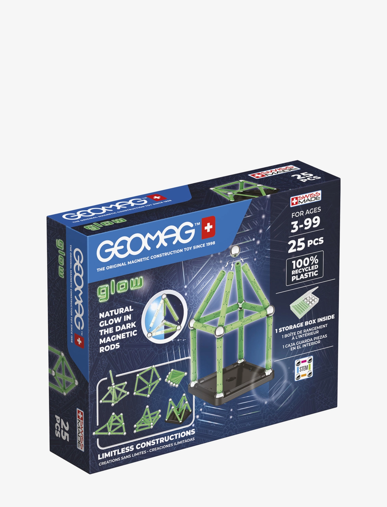 Geomag Geomag Glow Recycled 25 Pcs - Kubbar & kubbasett - MULTI COLOURED / multi