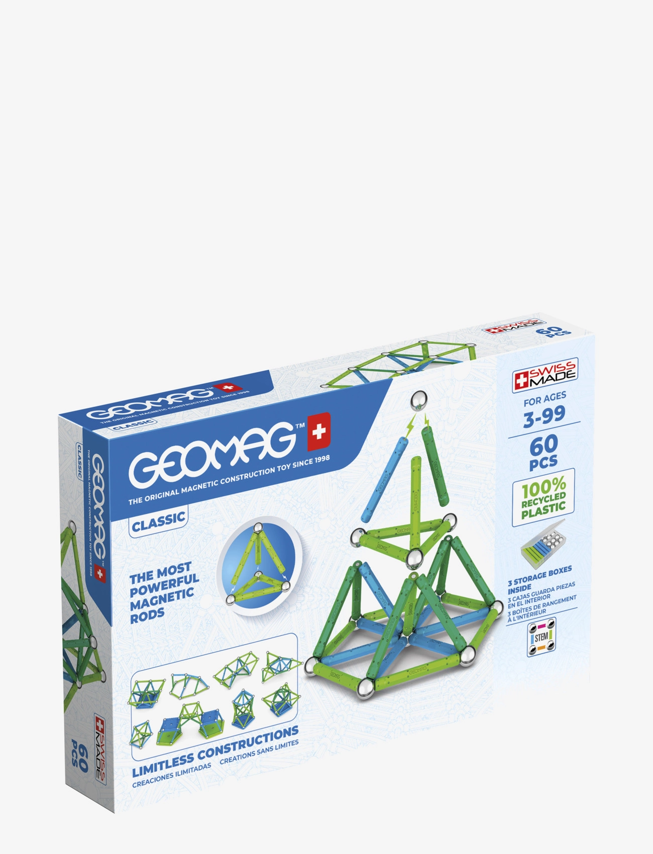 Geomag Geomag Classic Recycled 60 Pcs - 4 for 3 - MULTI COLOURED / multi