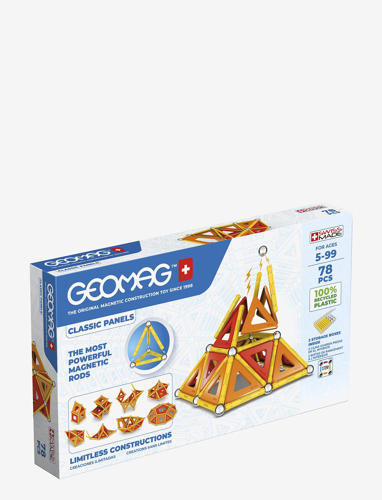 Geomag - Geomag Classic Panels Recycled 78 Pcs - byggesæt - multi coloured - 1
