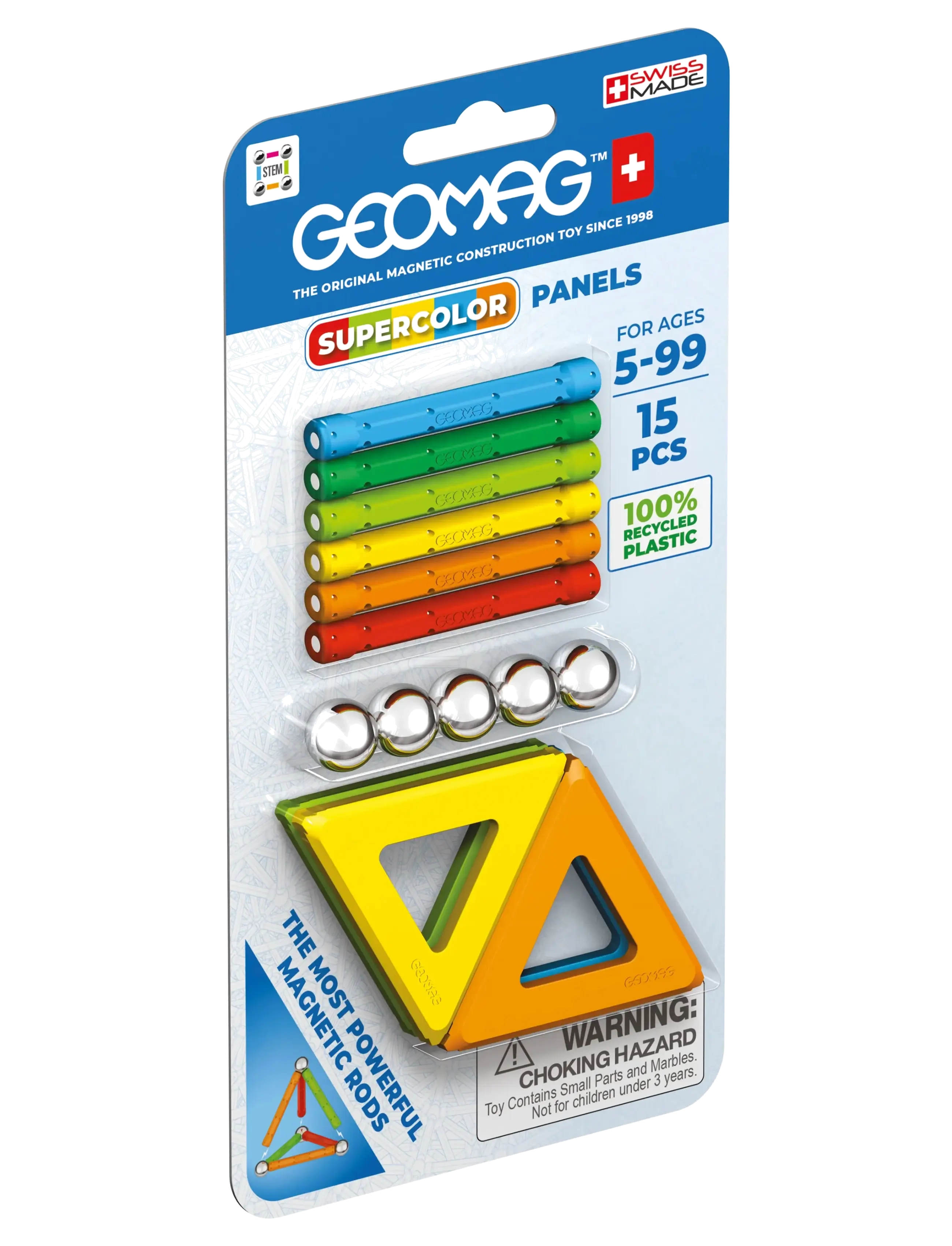 Geomag - GEOMAG SUPERCOLOR PANELS RECYCLED 15 PCS CDU - byggesæt - multi coloured - 1