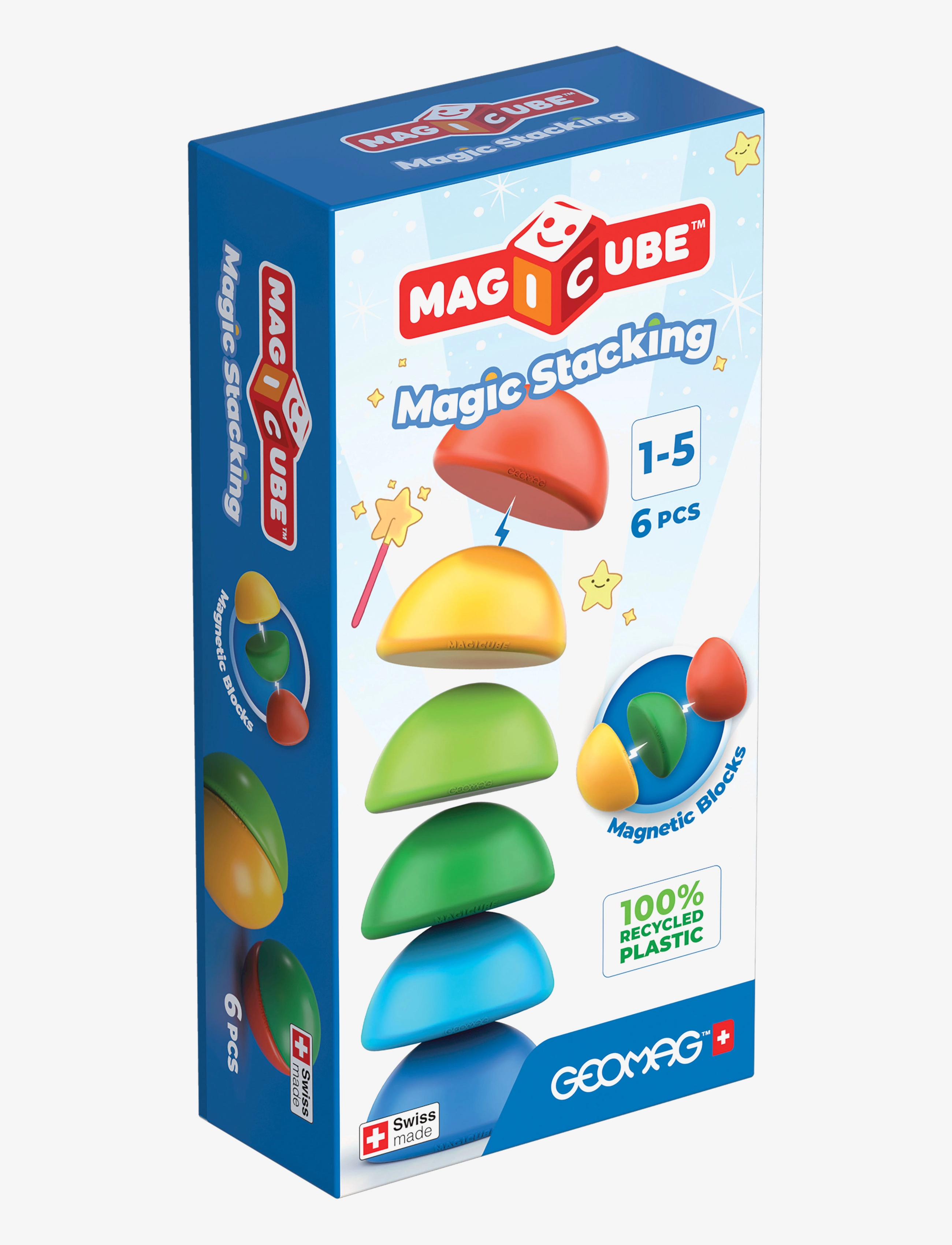 Geomag Magicube Magic Stacking 6 Pcs, Børn, Stackable Blocks, Multi/mønstret, Str: ONE SIZE