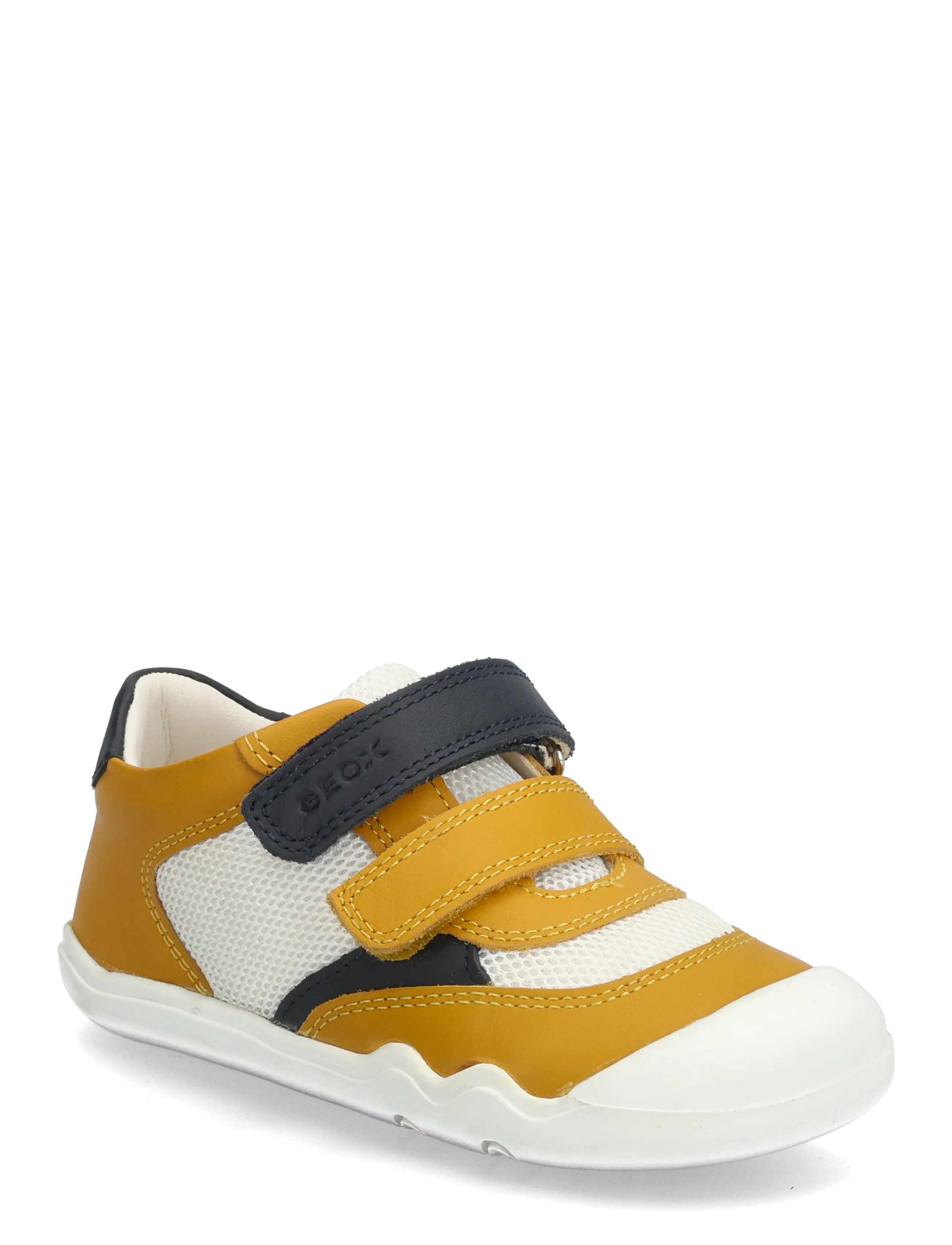 GEOX B STEPPIEUP BOY A - Barfußschuhe - OCHREYELLOW/NAVY / white