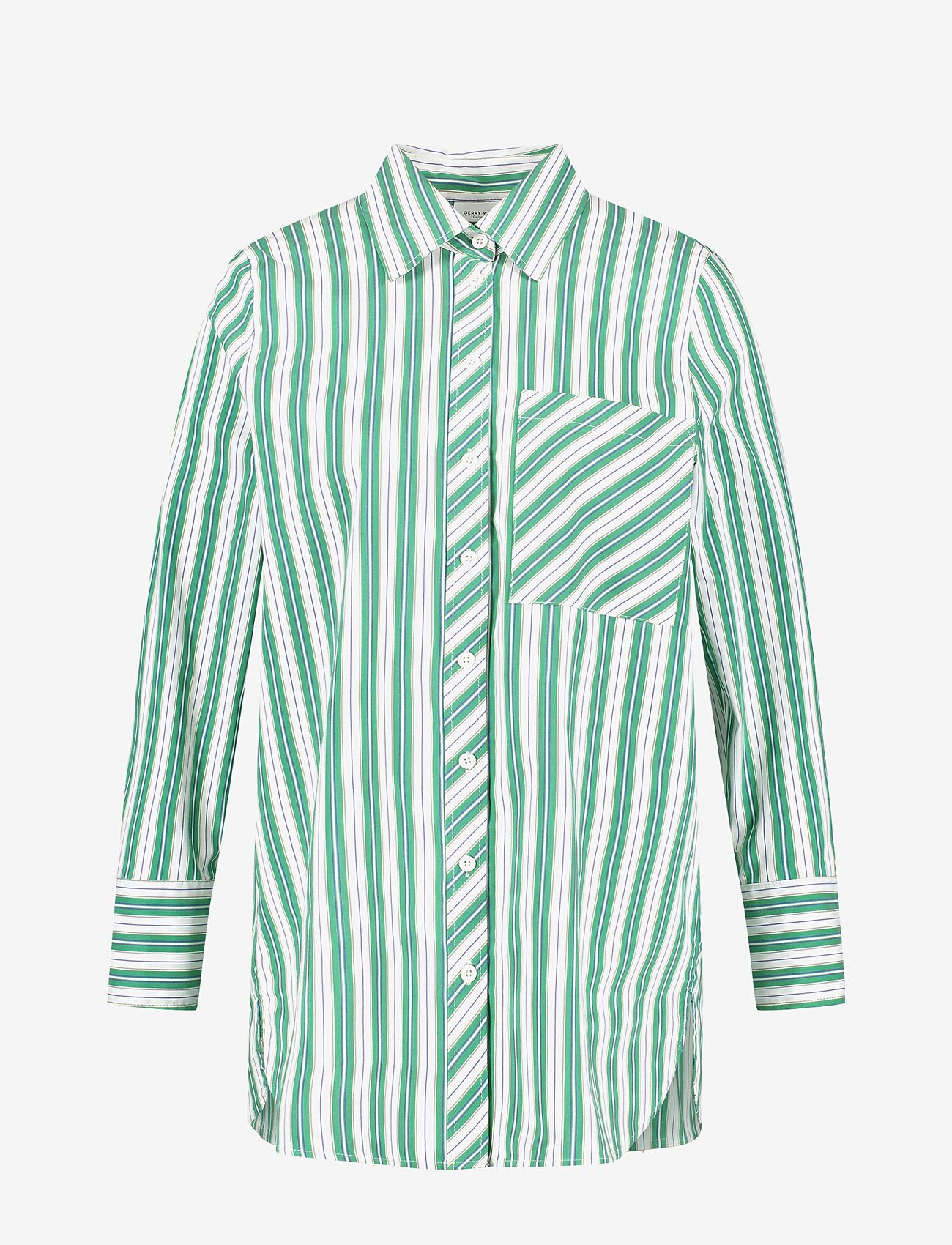 Gerry Weber Edition - BLOUSE 1/1 SLEEVE - long-sleeved shirts - ecru/white/green stripes - 0