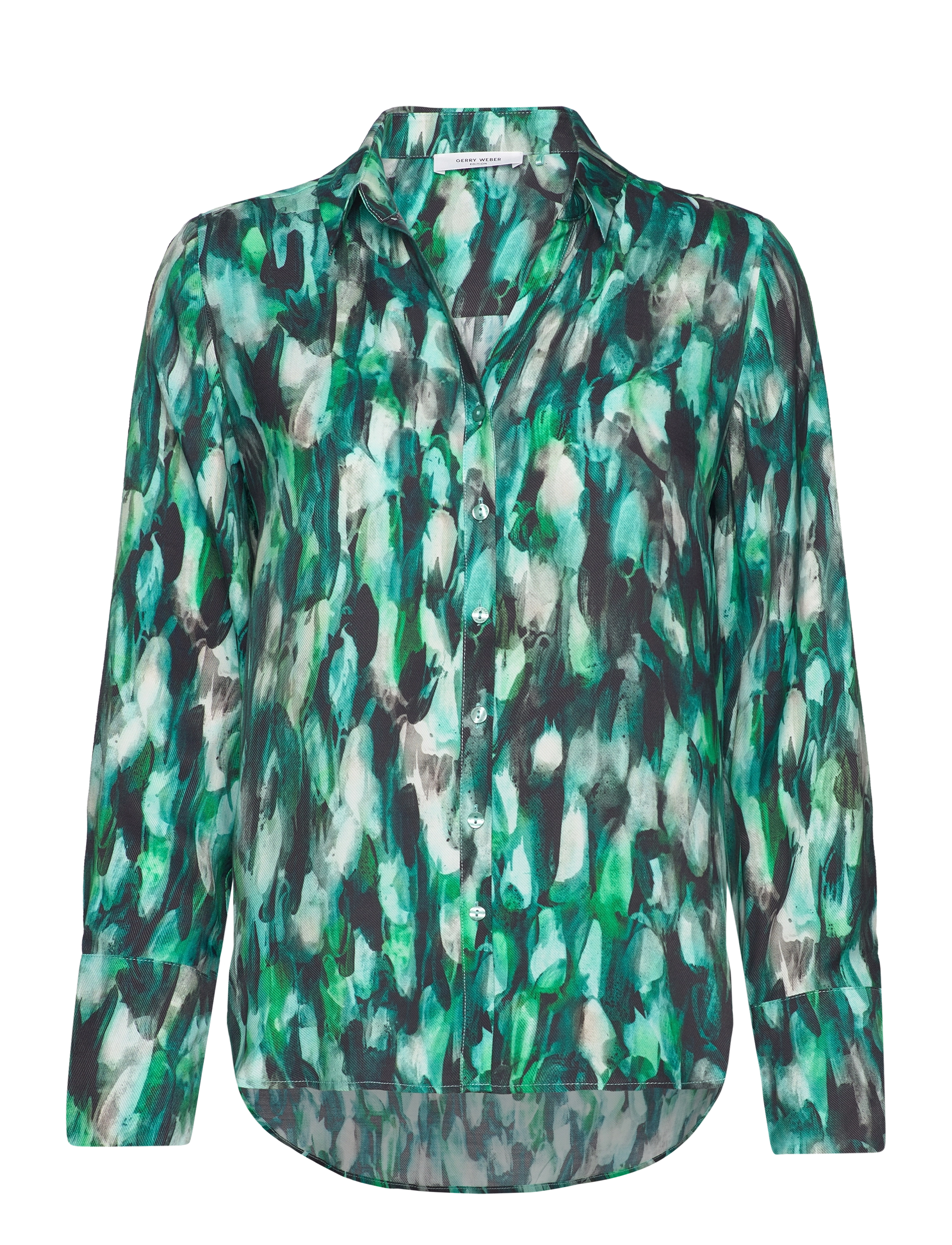 BLOUSE 1/1 SLEEVE - GREEN/ECRU/WHITE PRINT