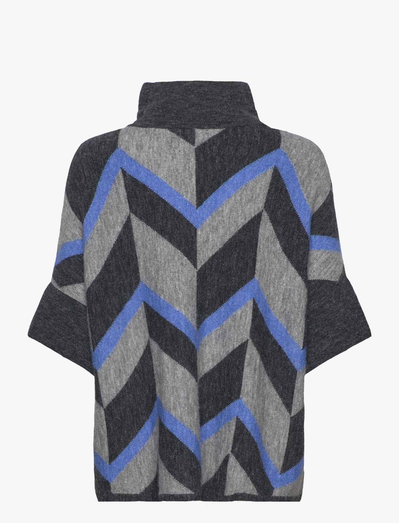 Gerry Weber Edition - PULLOVER 1/2 SLEEVE - megztiniai su aukšta apykakle - grey/blue figured - 1