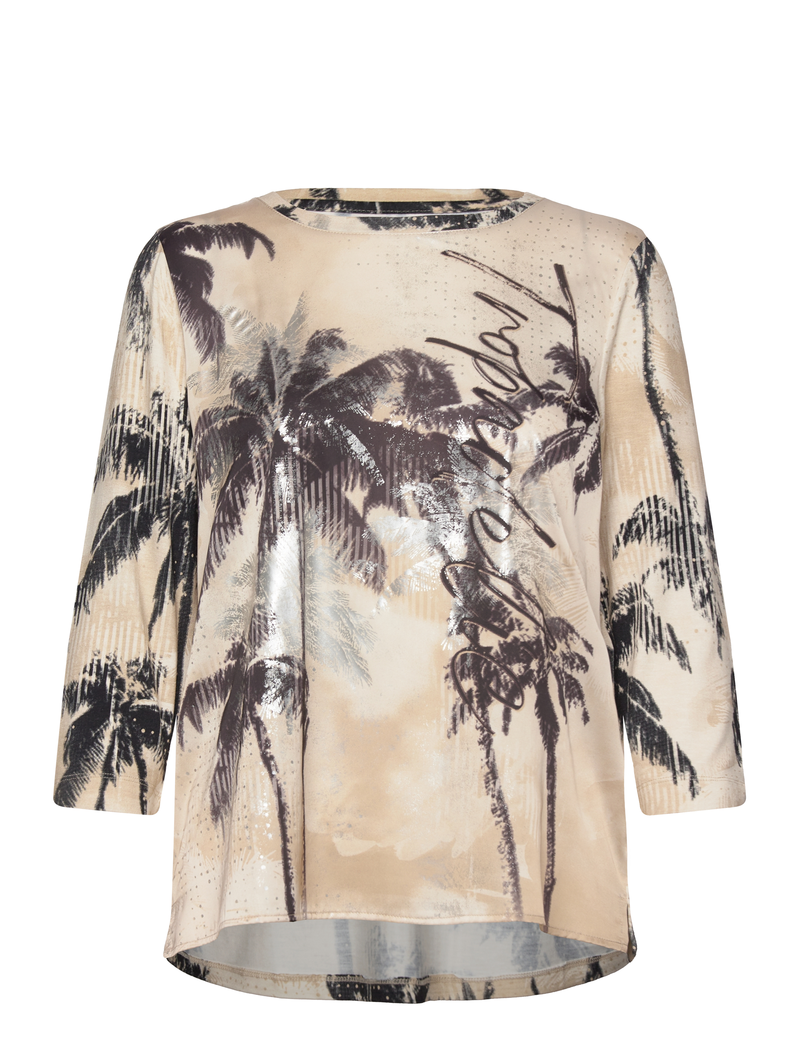 T-SHIRT 3/4 SLEEVE - ECRU/WHITE PRINT