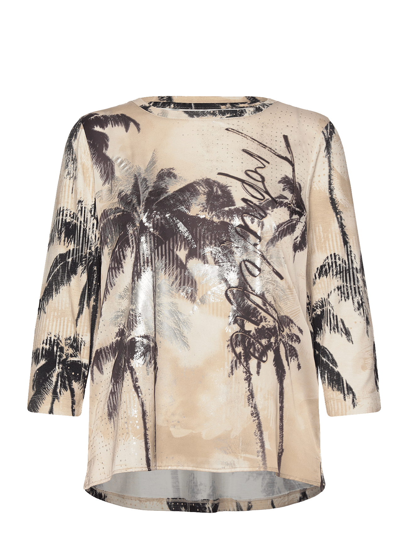 T-SHIRT 3/4 SLEEVE - ECRU/WHITE PRINT