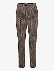 Gerry Weber Edition - PANT LEISURE CROPPED - straight leg trousers - ecru/white/grey figured - 0