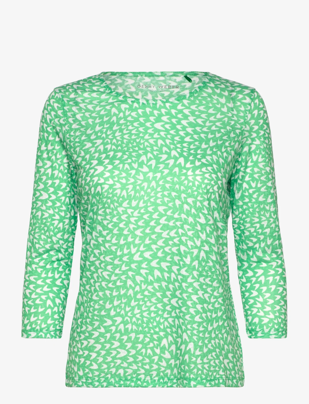 Gerry Weber Edition - T-SHIRT 3/4 SLEEVE - t-shirts met lange mouwen - green/ecru/white print - 0