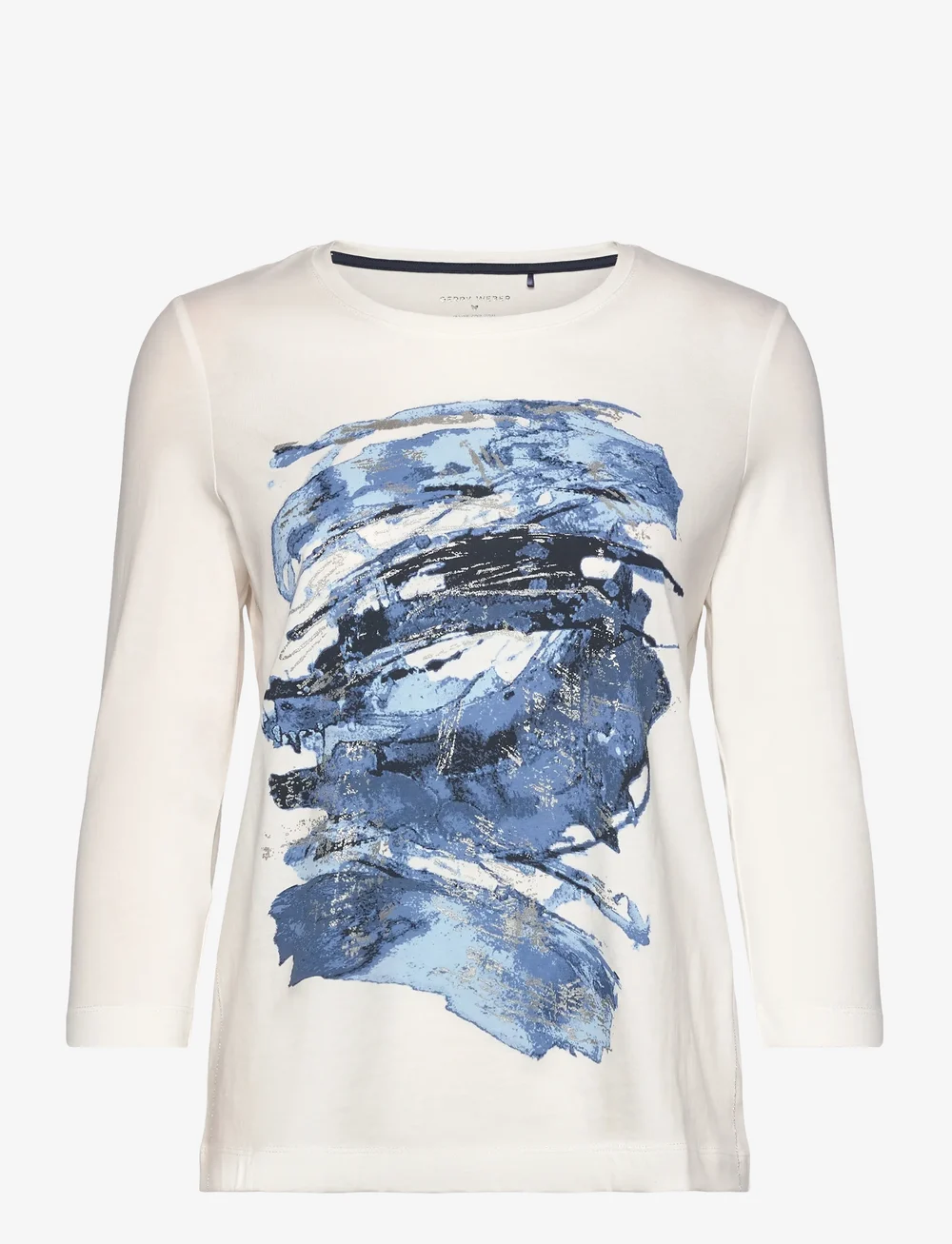 Gerry Weber - T-SHIRT 3/4 SLEEVE - långärmade toppar - navy/lake blue / offwhite - 0
