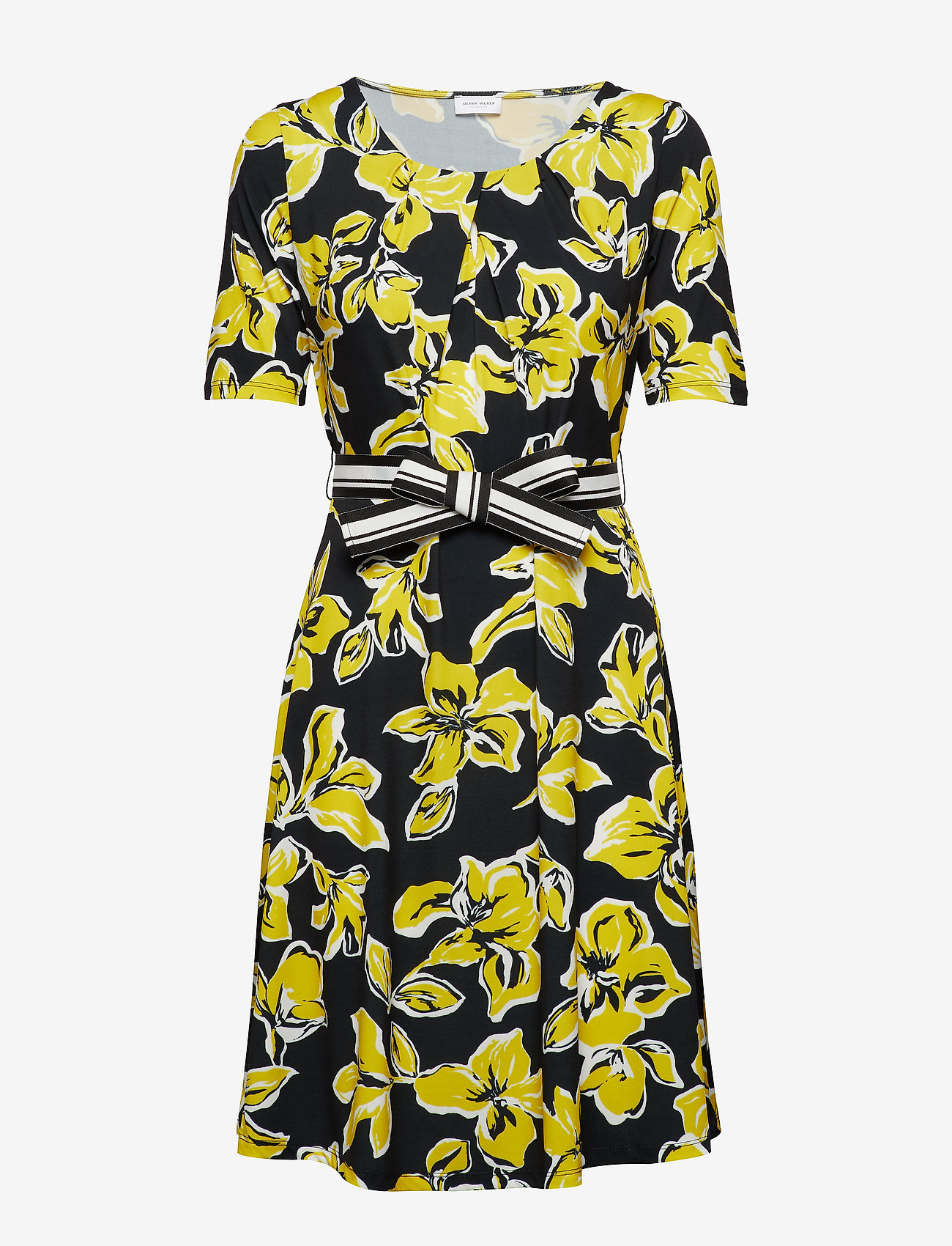 Gerry Weber - DRESS KNITTED FABRIC - black/yellow print - 0